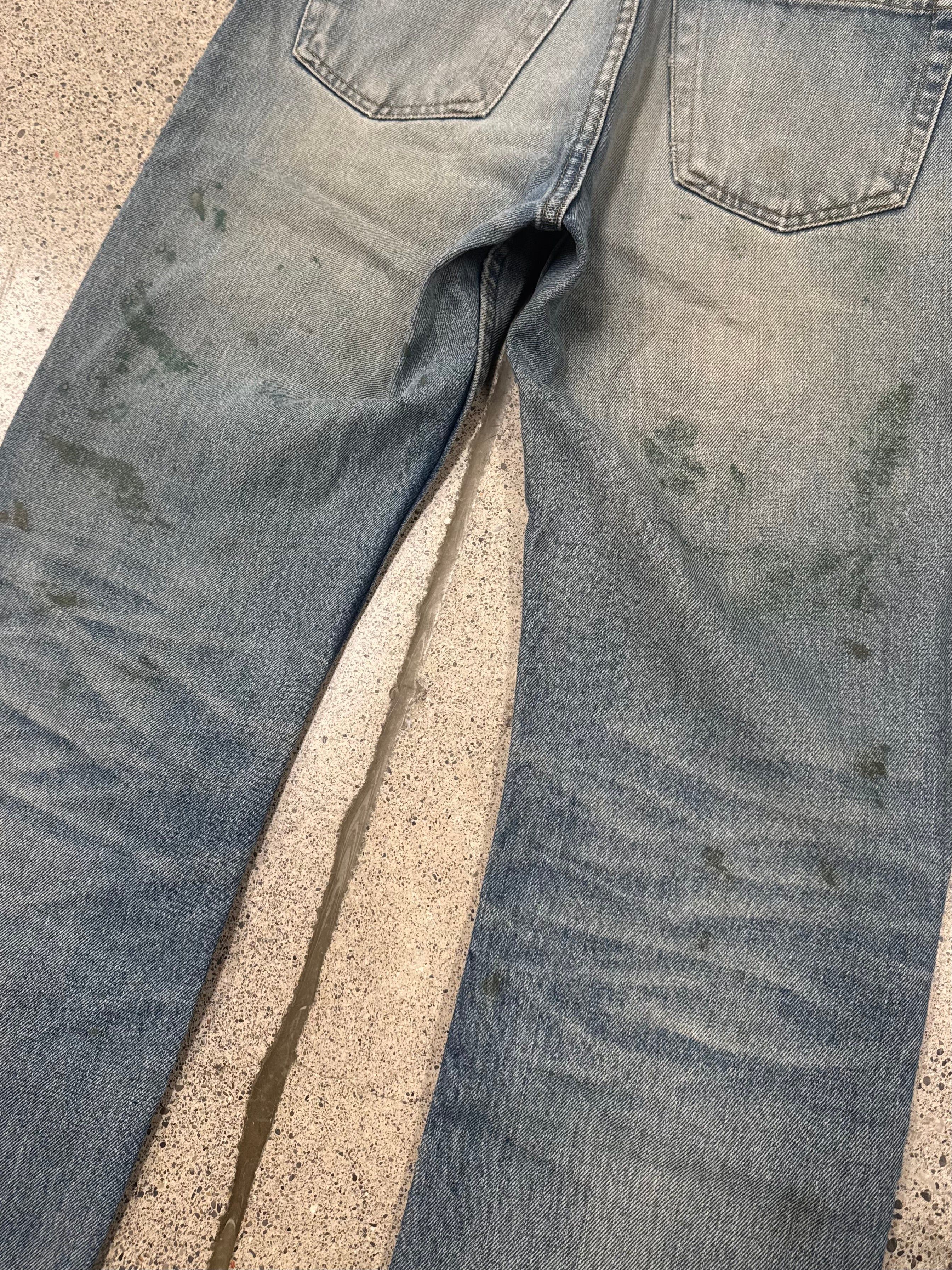 Helmut Lang 1999 Helmut Lang ‘Painter’ Washed Blue/Green Bootcut Denim Size US 30 / EU 46 - 5 Thumbnail