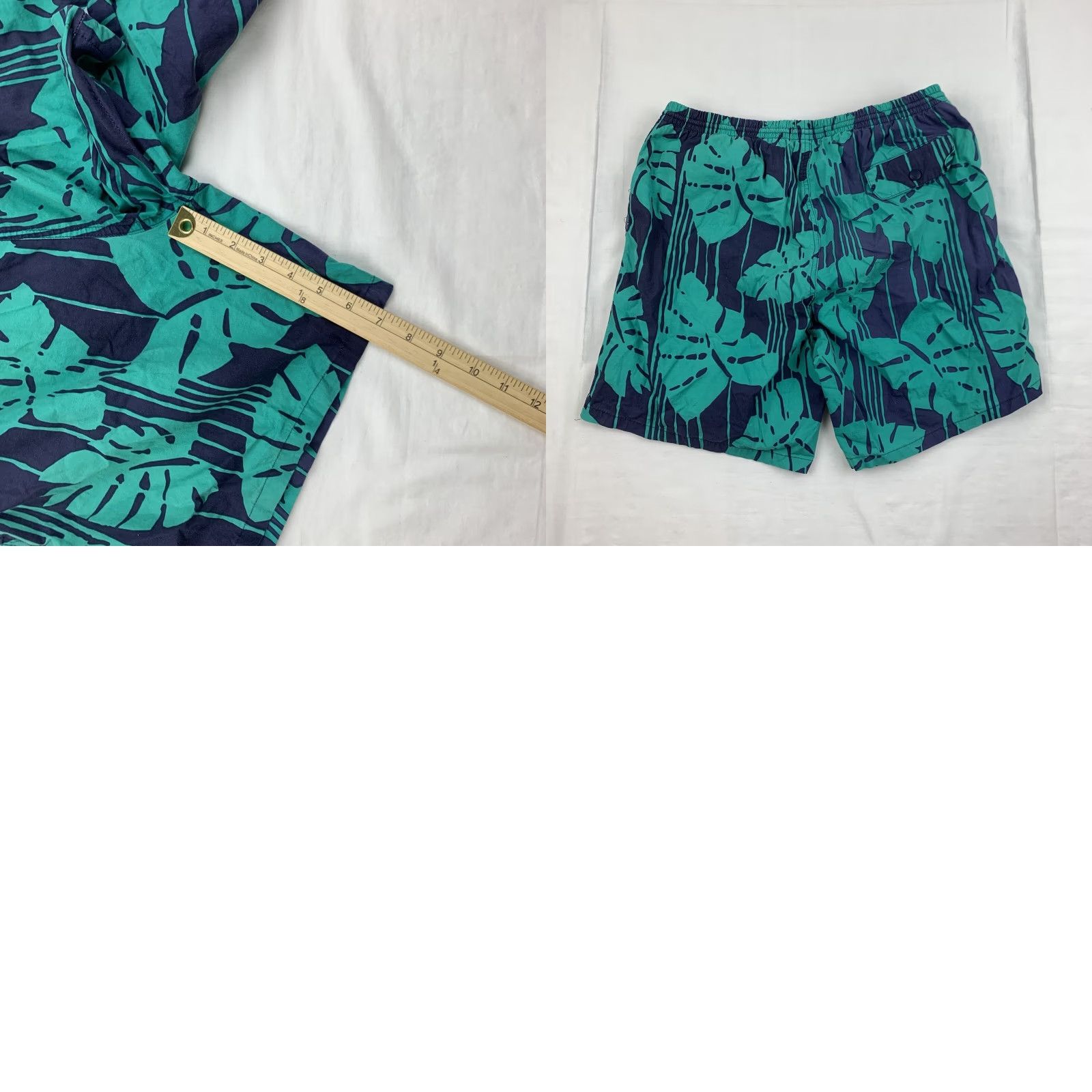 Eddie Bauer VINTAGE Eddie Bauer Swim Trunks Men L Teal Blue Hawaiian Floral Swimsuit Trunks Size US 33 - 8 Thumbnail