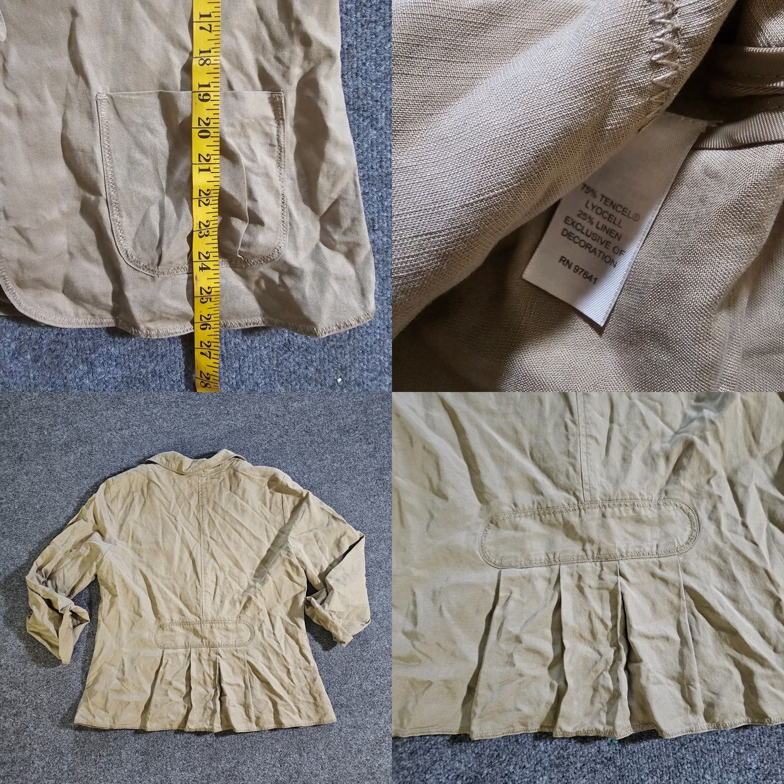 J. Jill J. Jill Blazer Shirt Women Large Beige Khaki Linen Tie Long Sleeve Casual Career Size L / US 10 / IT 46 - 8 Thumbnail