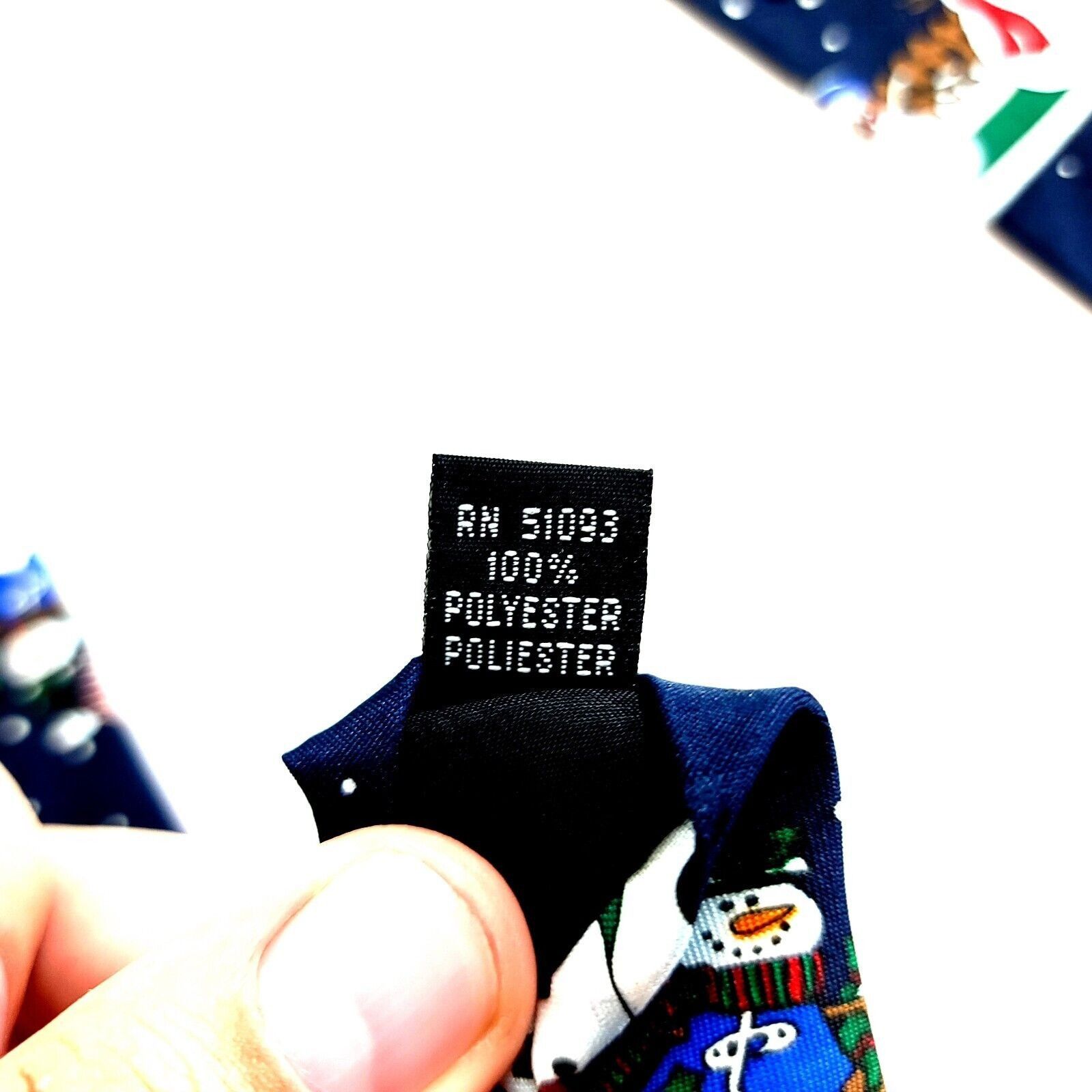 Designer Hallmark Yule Tie Greetings Christmas Snowman Blue Polyester Size ONE SIZE - 4 Thumbnail