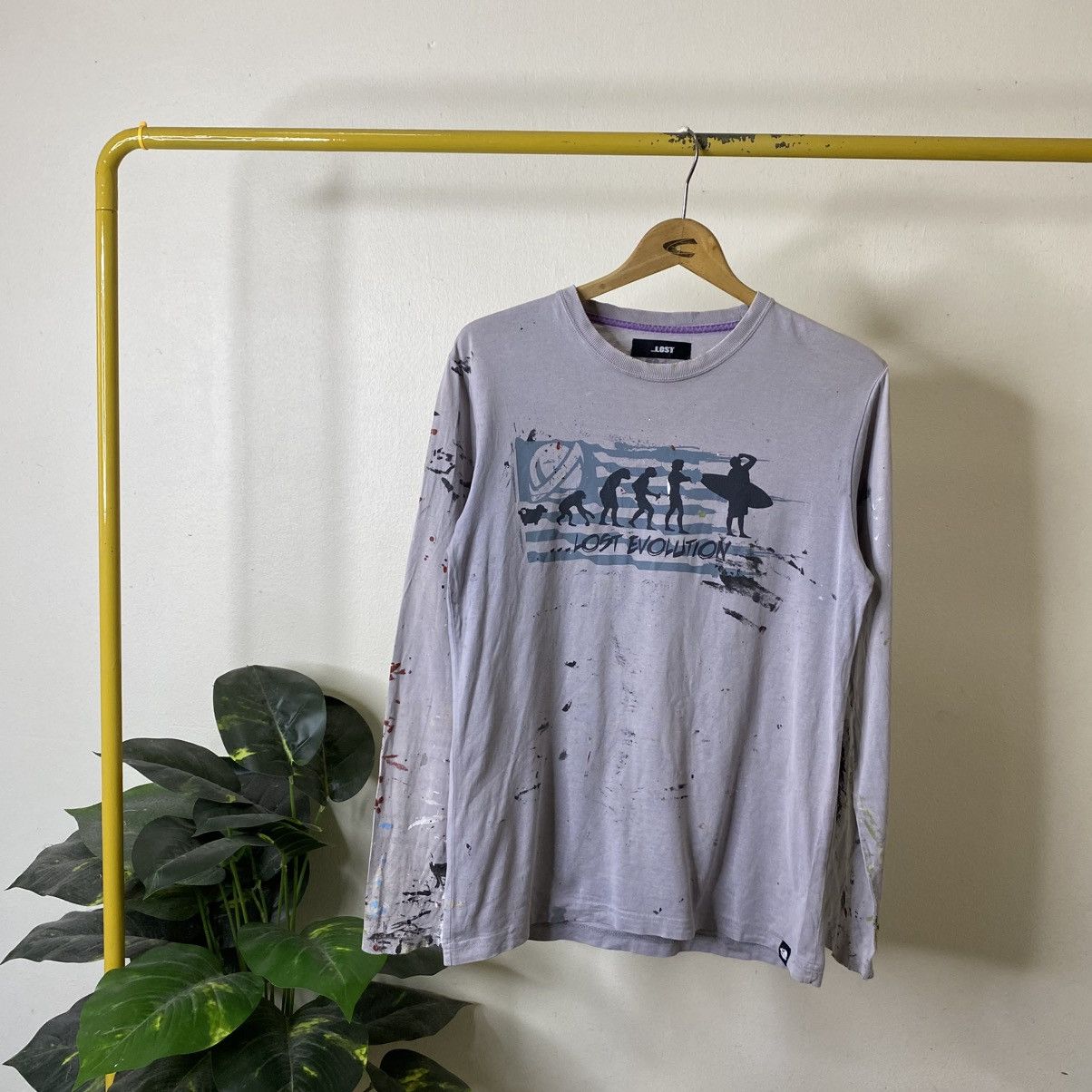 Lost Enterprises Vintage Y2K Lost Surf Skate Paint Splattered LS Tee Size US M / EU 48-50 / 2 - 1 Thumbnail