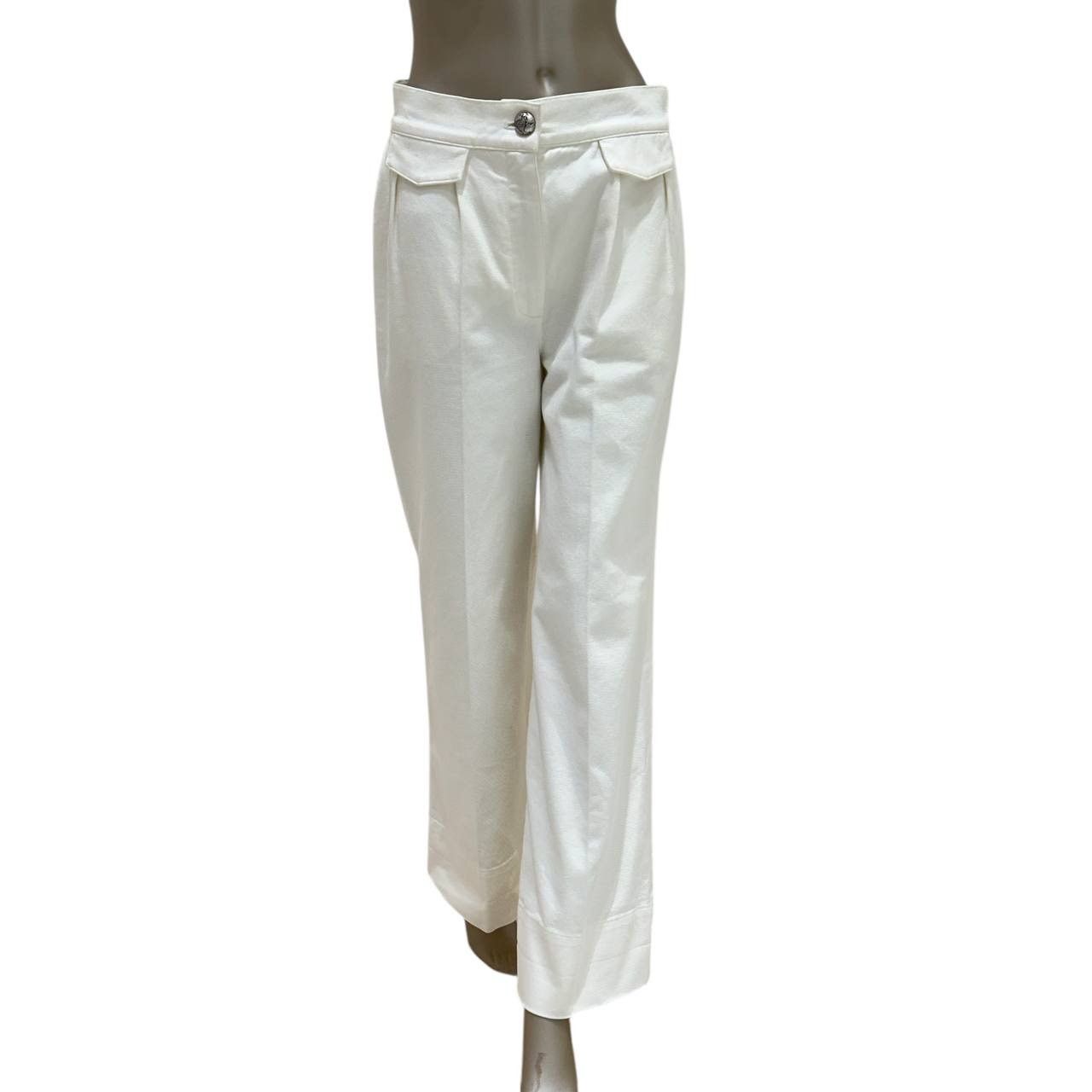 Chanel Elegant Chanel White Cotton Globalization Pants - Size 38 Size 27" / US 4 / IT 40 - 1 Thumbnail