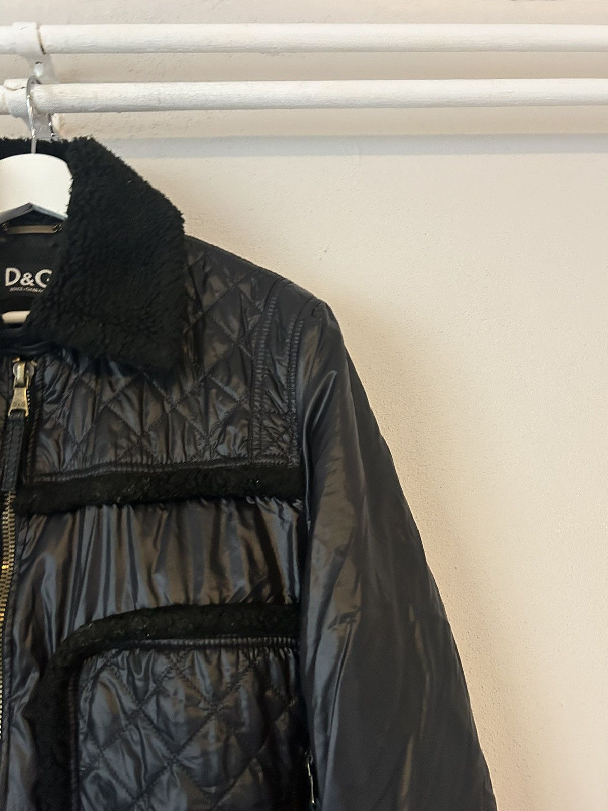 Dolce & Gabbana Black Jacket with Faux Fur Trimmings Size US L / EU 52-54 / 3 - 4 Thumbnail