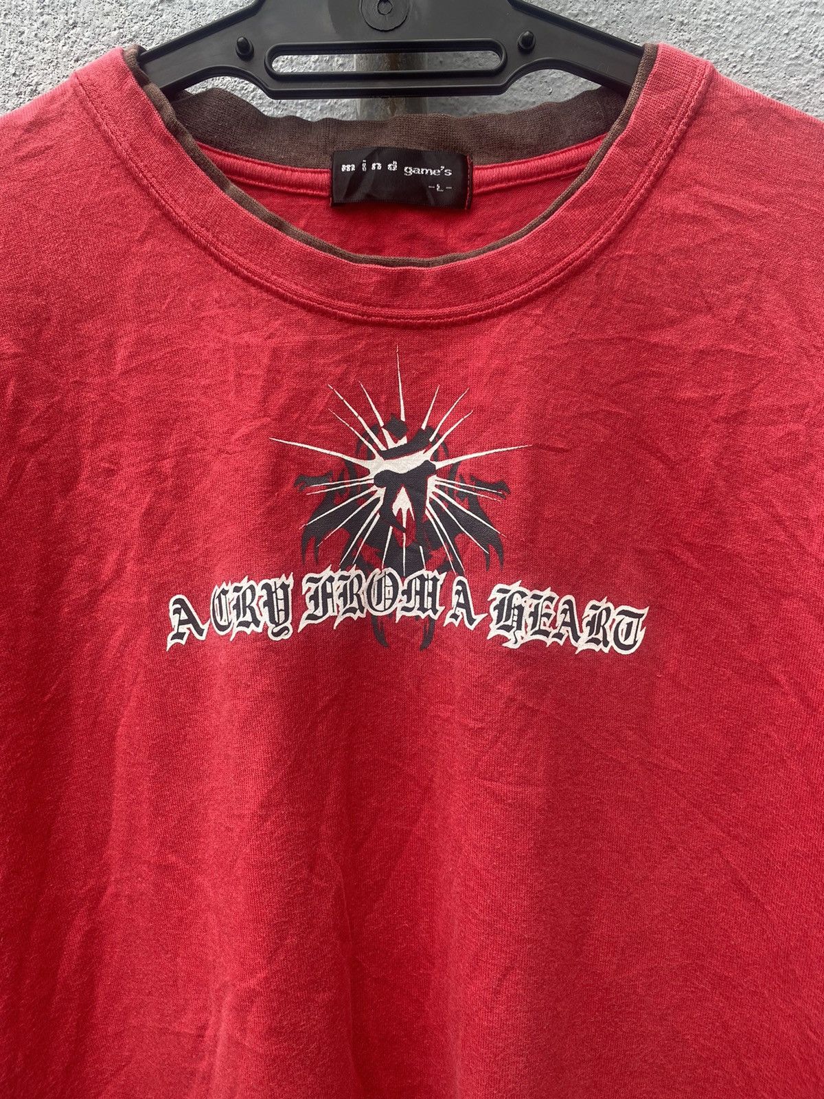 14th Addiction × Affliction × Japanese Brand Vintage y2k Mind Games Tribal Poem Double Layer Tshirt Size US L / EU 52-54 / 3 - 4 Thumbnail