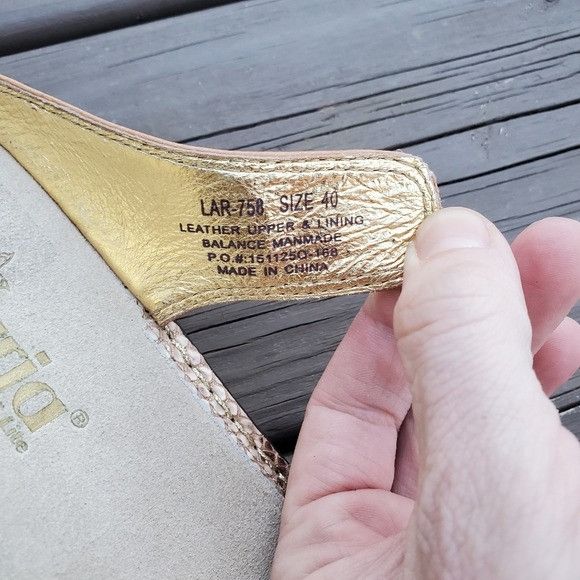 Other Alegria Lara Posh Gold Snakeskin Print Leather Sandals Size US 9.5 / IT 39.5 - 8 Thumbnail