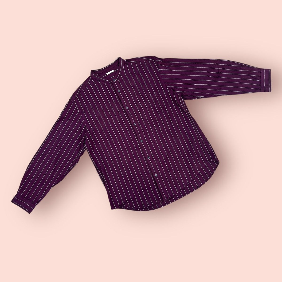 GU × Japanese Brand × Jun Takahashi VINTAGE GU PURPLE STRIPED SOFT FLANNEL STAND COLLAR Size US L / EU 52-54 / 3 - 3 Thumbnail