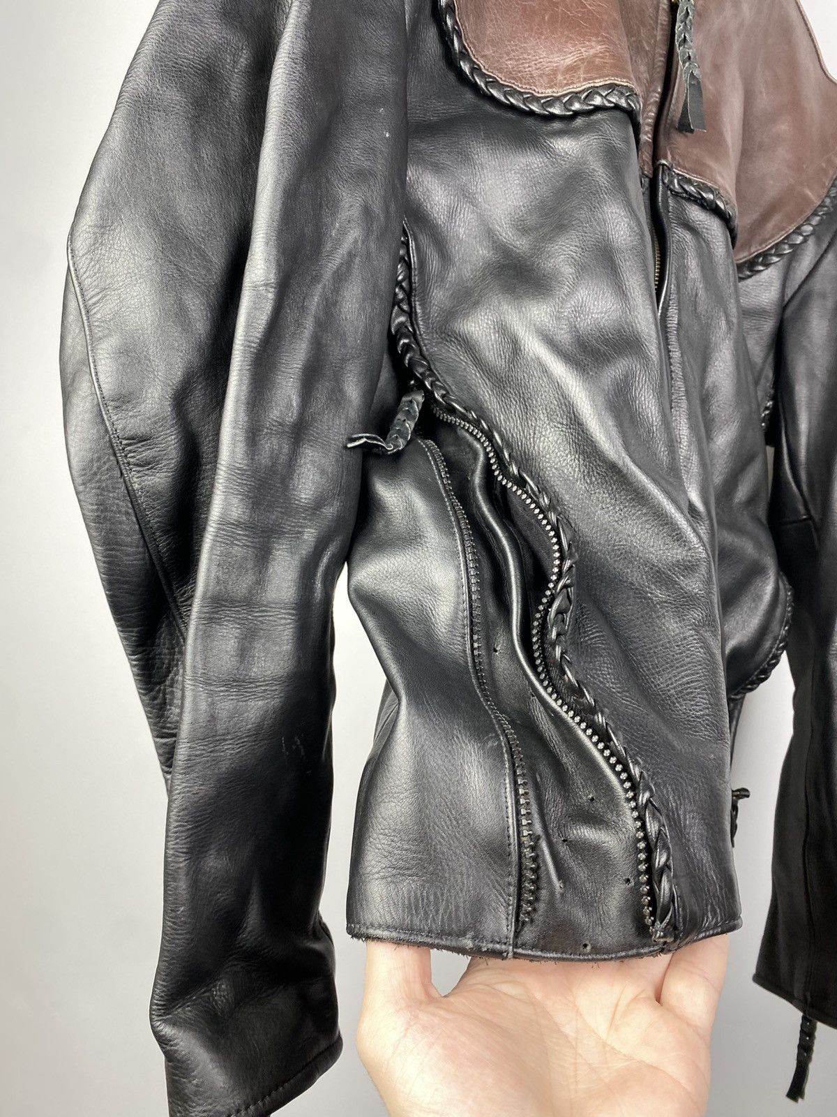 Cowboy Equipment × Vintage Vintage Biker Cowboy Leather MOTO Bomber Jacket Rock Punk Size US L / EU 52-54 / 3 - 8 Thumbnail