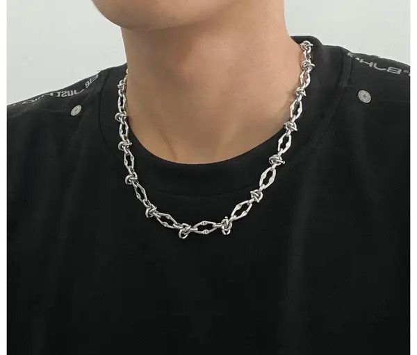 Jewelry Barbed Wire Silver Necklace Size ONE SIZE - 3 Thumbnail
