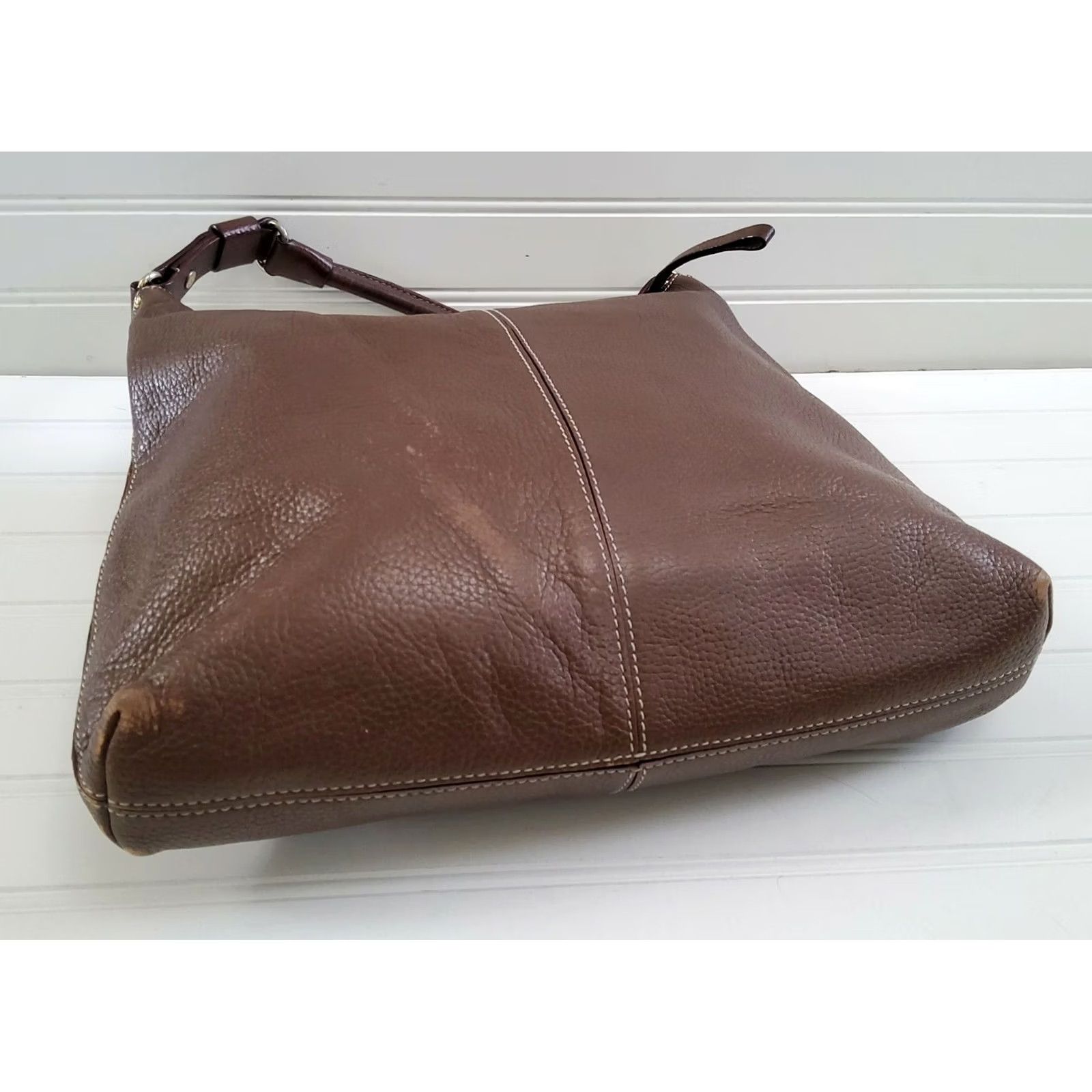 Vintage kate spade new york Pebbled Leather Hobo Shoulder Bag Purse Brown Women Medium Leather Zip Bag Women Mens? Size ONE SIZE - 5 Thumbnail