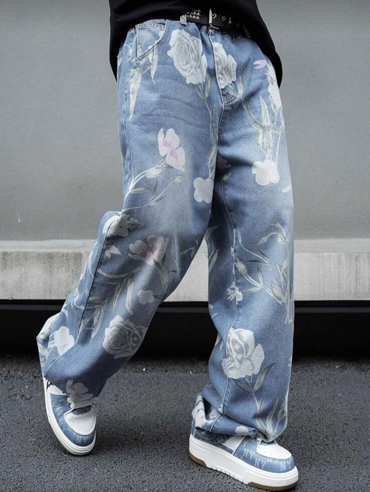 Japanese Brand Mibuki x Hiro Loose Wide Leg Floral Print Jeans Design Pants Size US 31 - 8 Thumbnail
