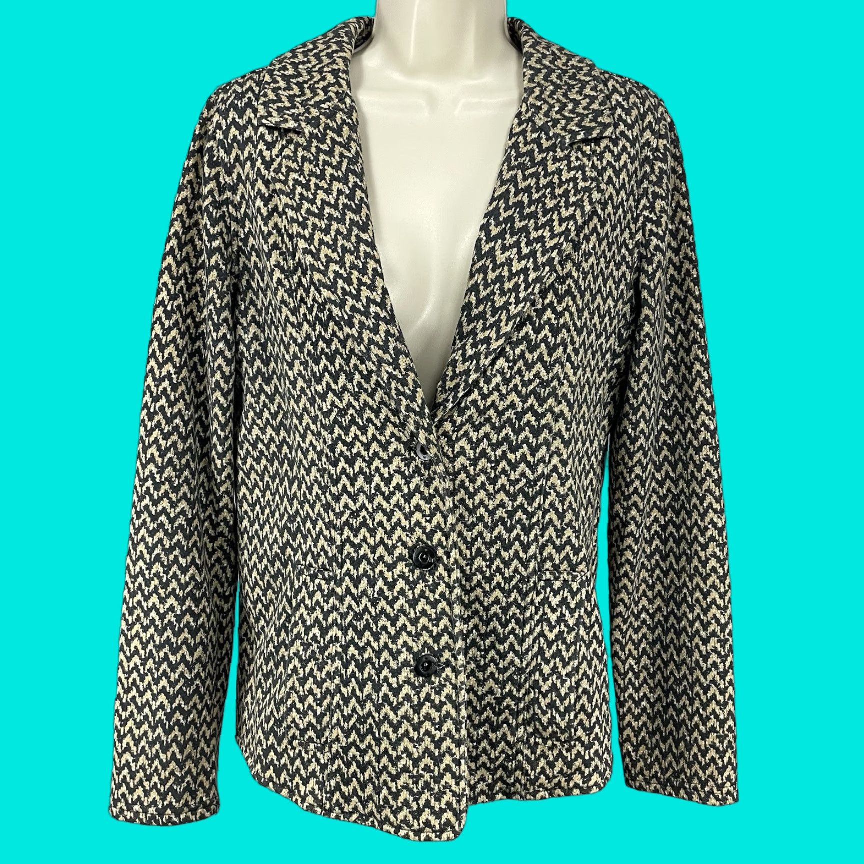 Hurley Hurley Blazer Size XL Black/Brown Chevron Cotton Blend Lightweight Button Up Unlined Size XL / US 12-14 / IT 48-50 - 1 Thumbnail