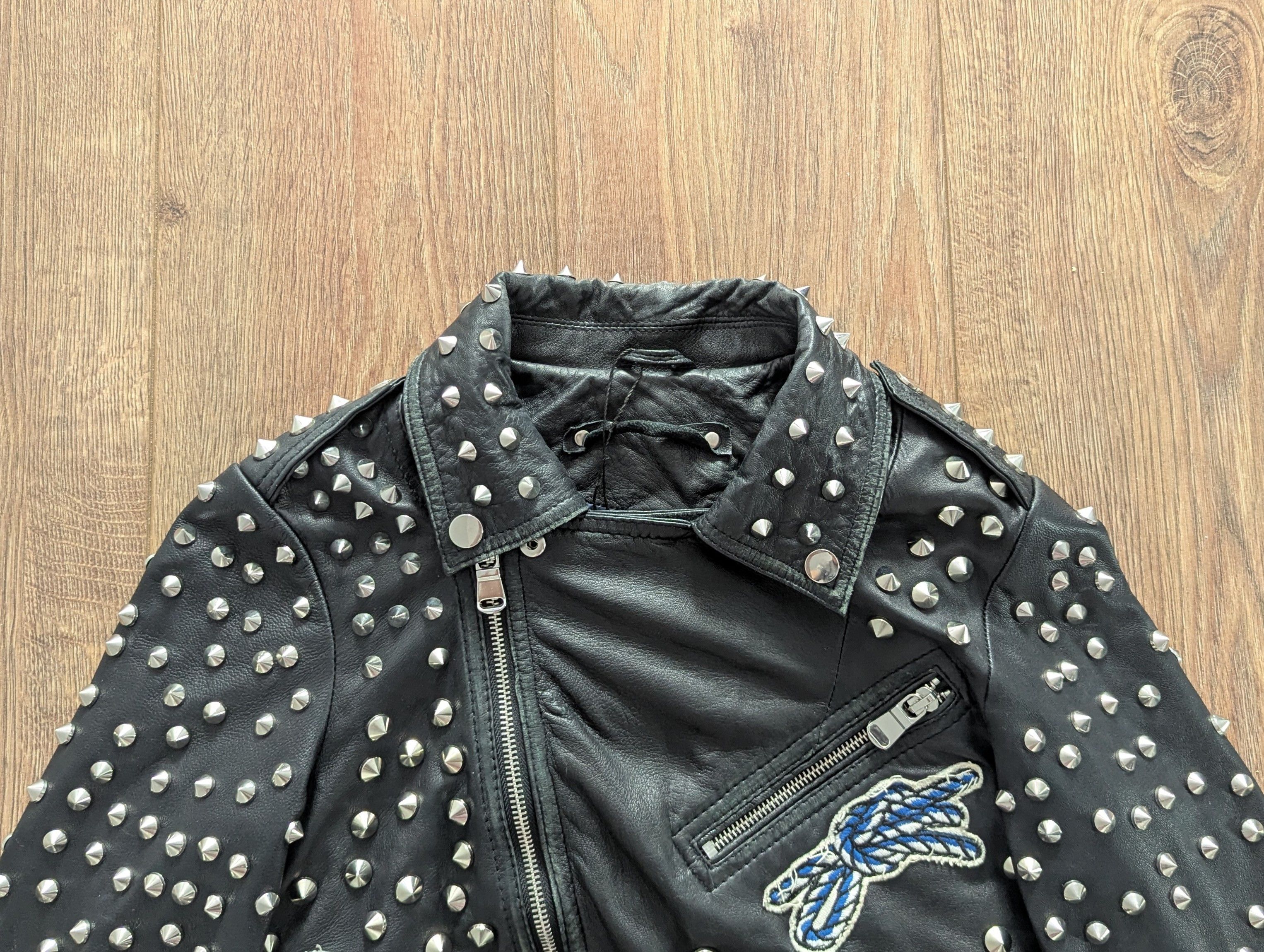 Zara Zara Studded cMotorcycle Biker Jacket Sailor Patches Size XS / US 0-2 / IT 36-38 - 13 Thumbnail
