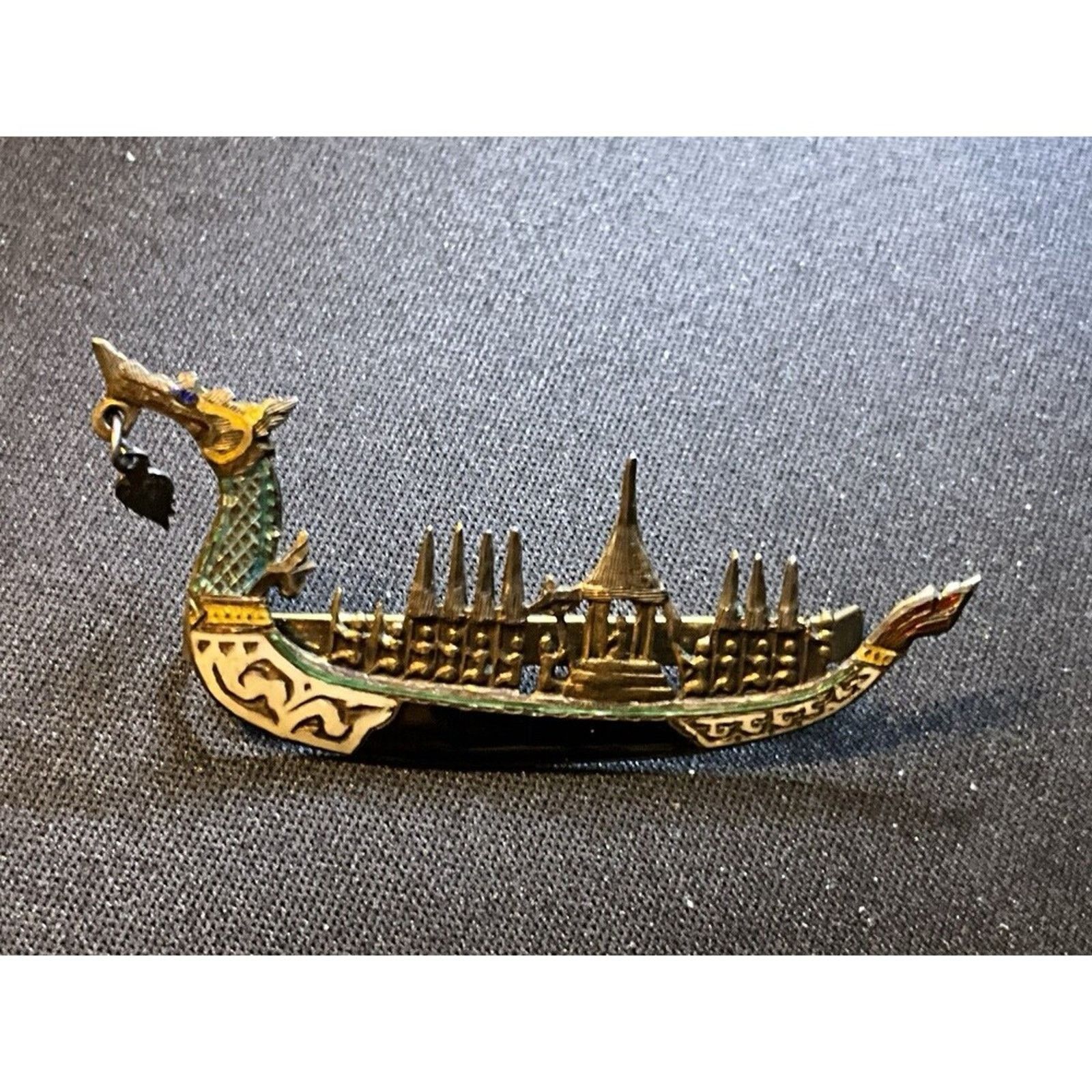 Other Vintage Sterling Vermiel Asian Boat Clip Siam Size ONE SIZE - 2 Thumbnail