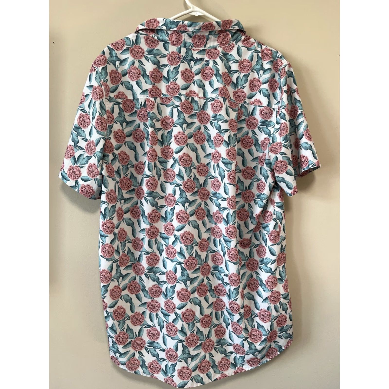 Vintage WILLIAM MURRAY Golf Polo Shirt Mens L Tropical Floral Mums Performance White Short Sleeve Collared Size US L / EU 52-54 / 3 - 6 Thumbnail