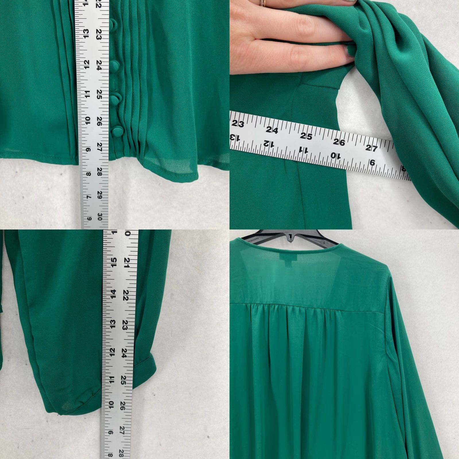 Torrid Torrid Blouse Shirt 2X Green Long Sleeve Button Front Boho Pintuck NWT Feminine V-Neck Relaxed Blouse Women Size XXL / US 16-18 / IT 52-54 - 8 Thumbnail