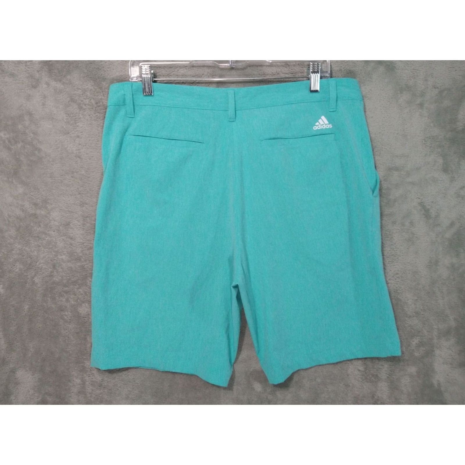 Adidas Adidas Shorts Mens 34 Turquoise Crosshatch Mid Rise Flat Front Golf Stretch Size US 34 / EU 50 - 2 Thumbnail