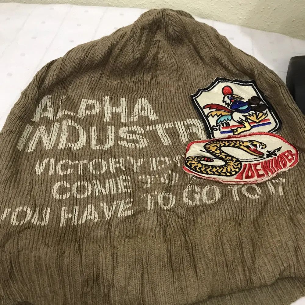 Alpha Industries × Vintage Alpha Industries Overprint Beanie Hat Size ONE SIZE - 9 Thumbnail