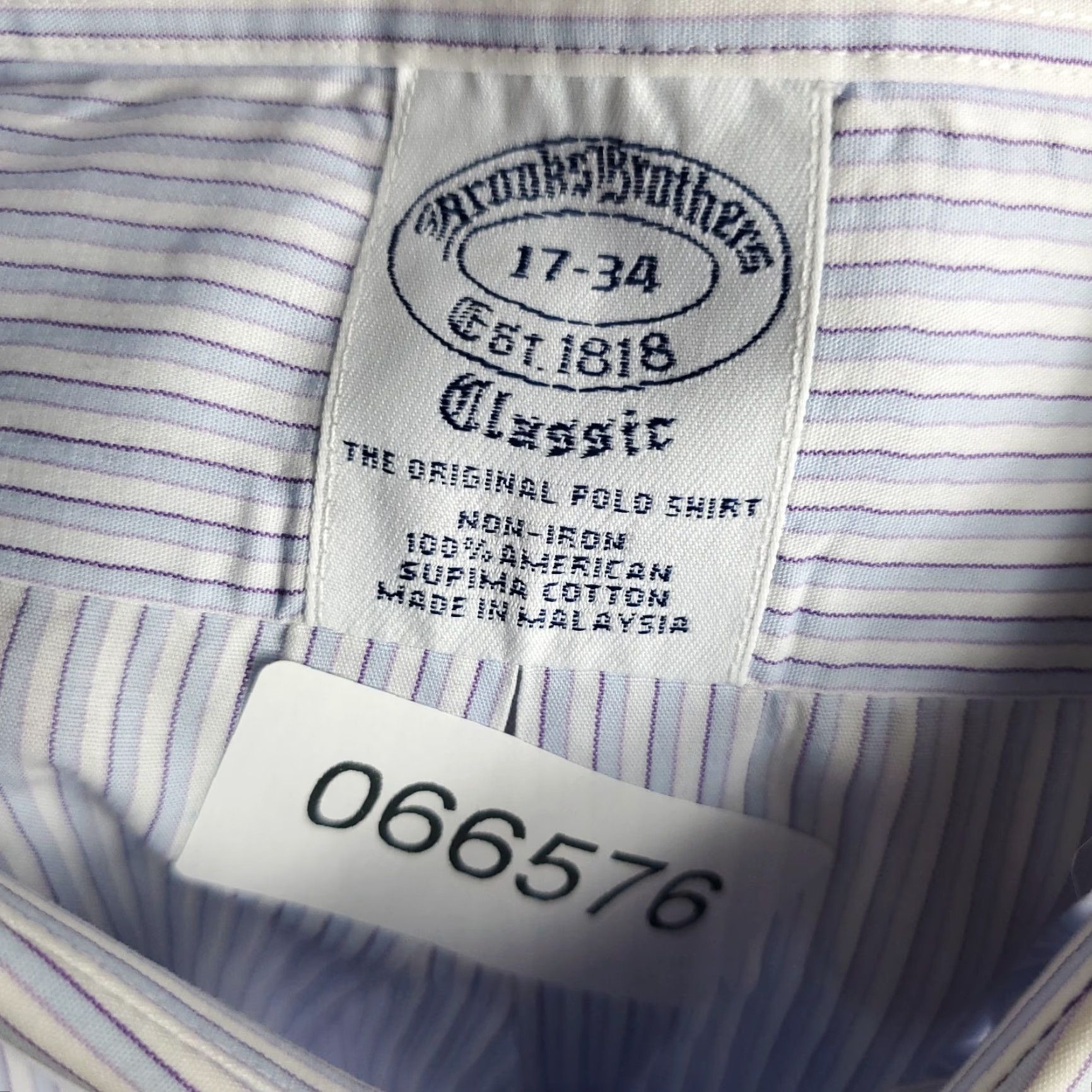 Brooks Brothers Brooks Brothers Shirt Mens 17 Blue Striped Dress Button Up Long Sleeve Size 46R - 8 Thumbnail
