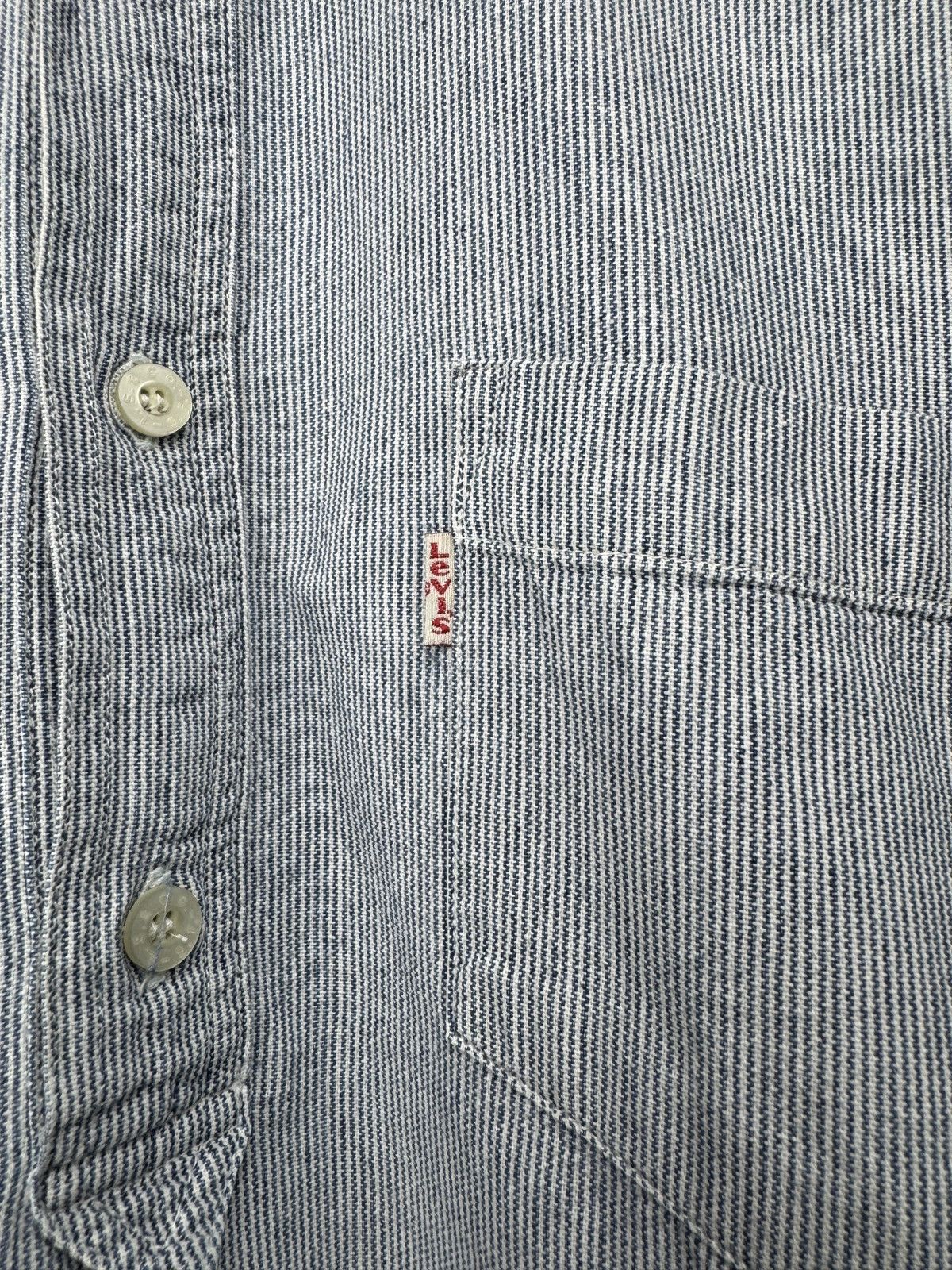 Levi's Levi’s vintage 90s collarless blue striped half button shirt Size US M / EU 48-50 / 2 - 4 Thumbnail