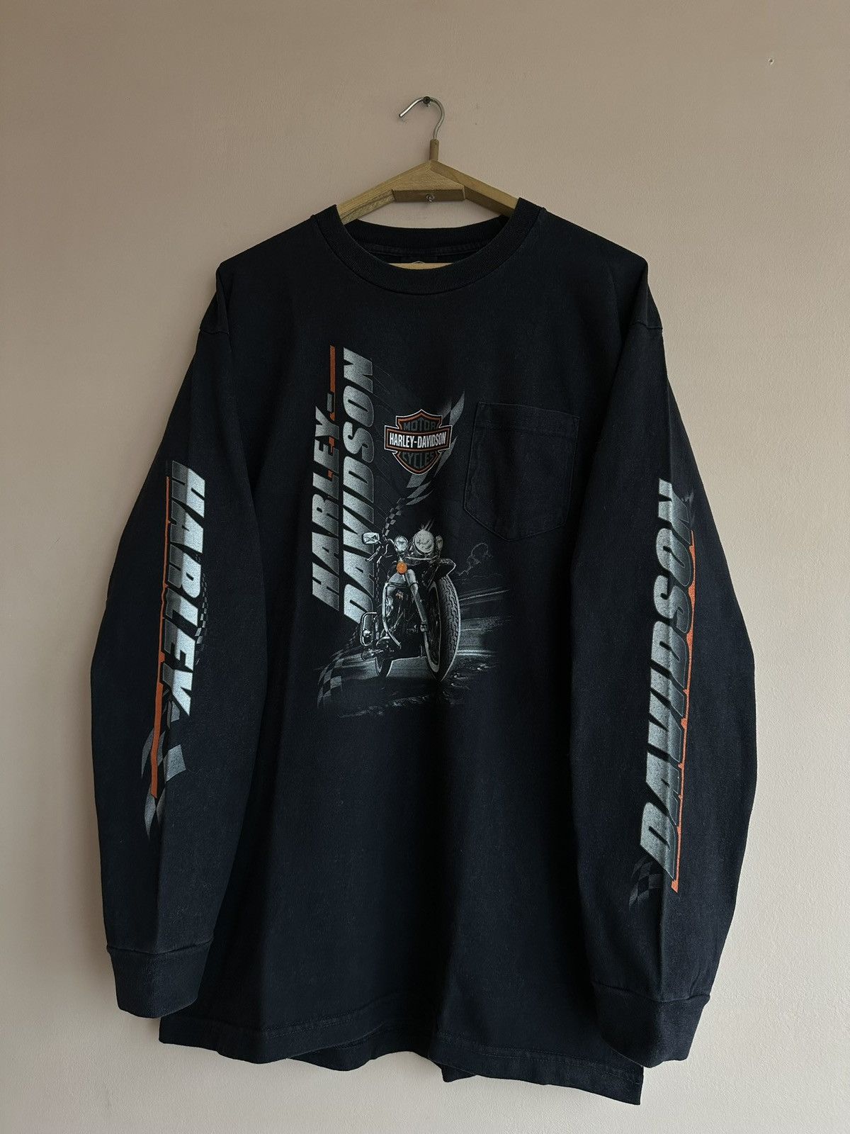 Harley Davidson × Vintage Vintage 00s Harley Davidson Bryan College Pocket Long Sleeve Size US XL / EU 56 / 4 - 3 Thumbnail