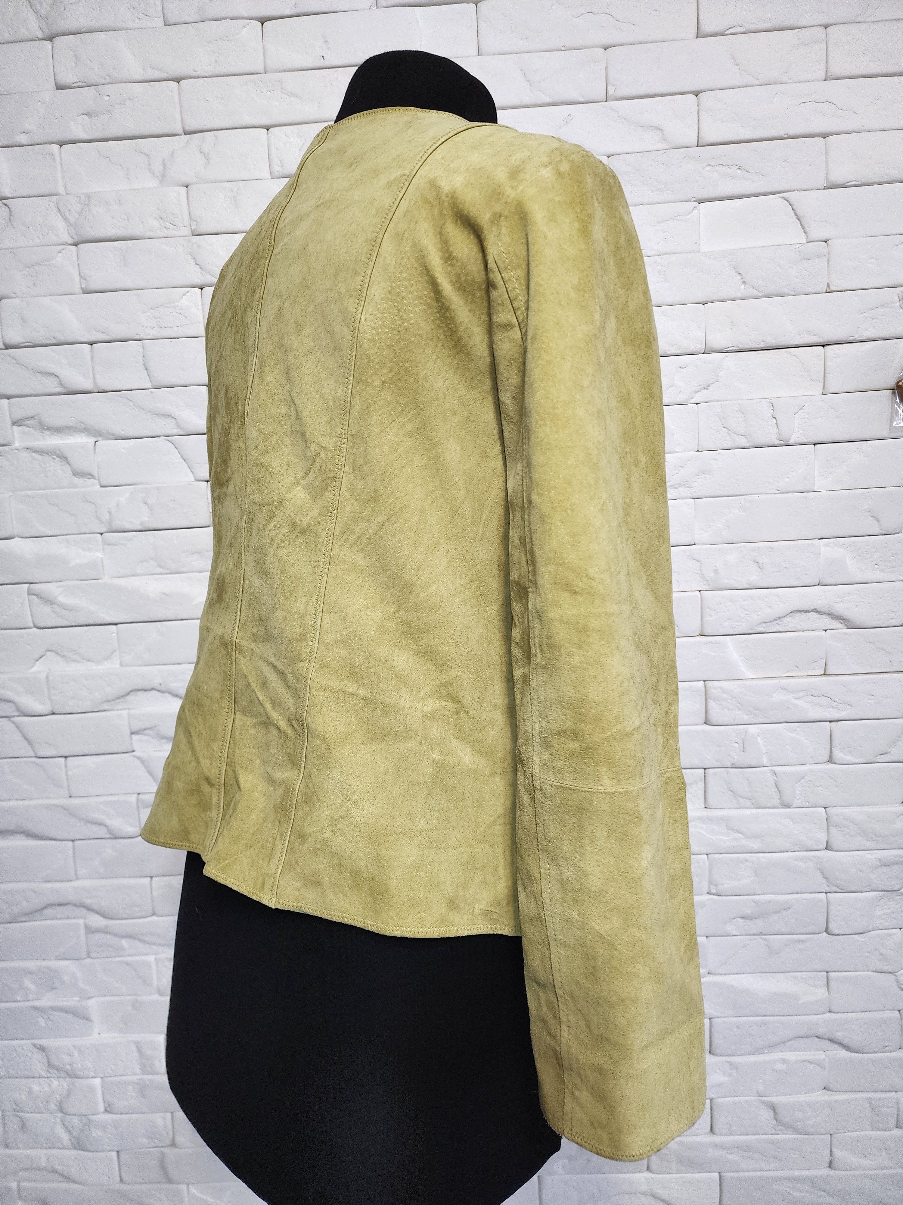 Other Green Suede Jacket: Women's Button-Up Leather Coat Size L / US 10 / IT 46 - 5 Thumbnail