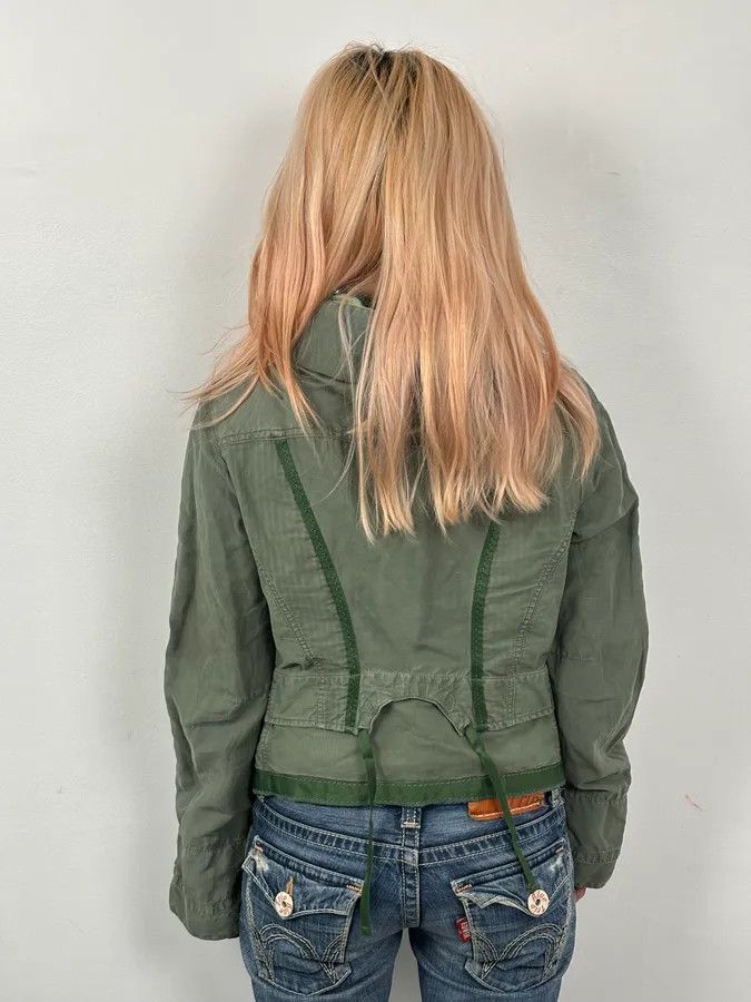 Marithe + Francois Girbaud 2000s Marithé + François Girbaud Olive Flowers Bondage Jacket Size S / US 4 / IT 40 - 3 Thumbnail