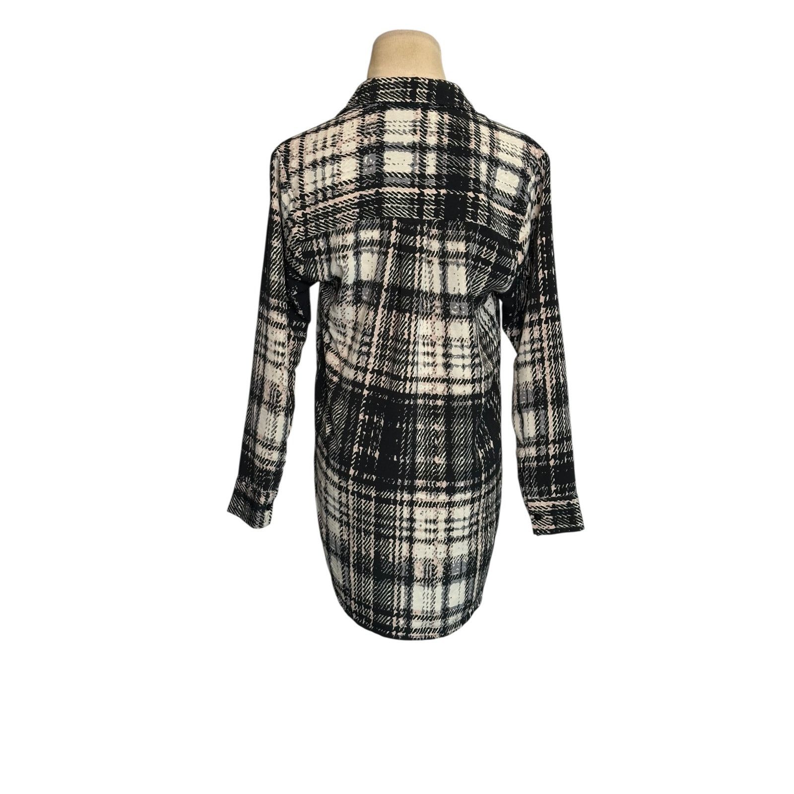 Topshop Topshop black plaid 3/4 sleeves buttoned blouse size 2P Size XS / US 0-2 / IT 36-38 - 11 Thumbnail