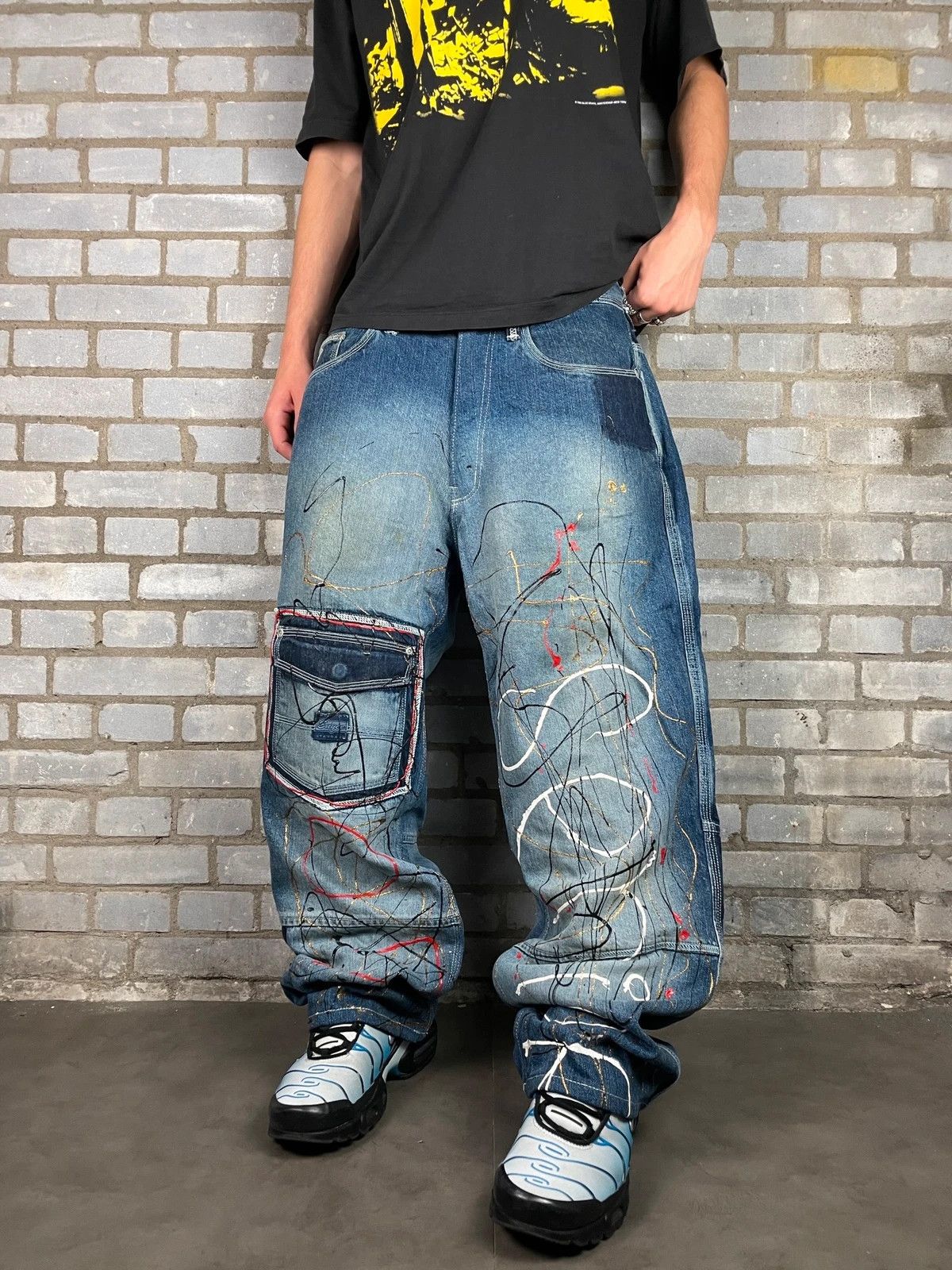Southpole Y2K SouthPole style painted super baggy jeans Size US 33 - 2 Thumbnail