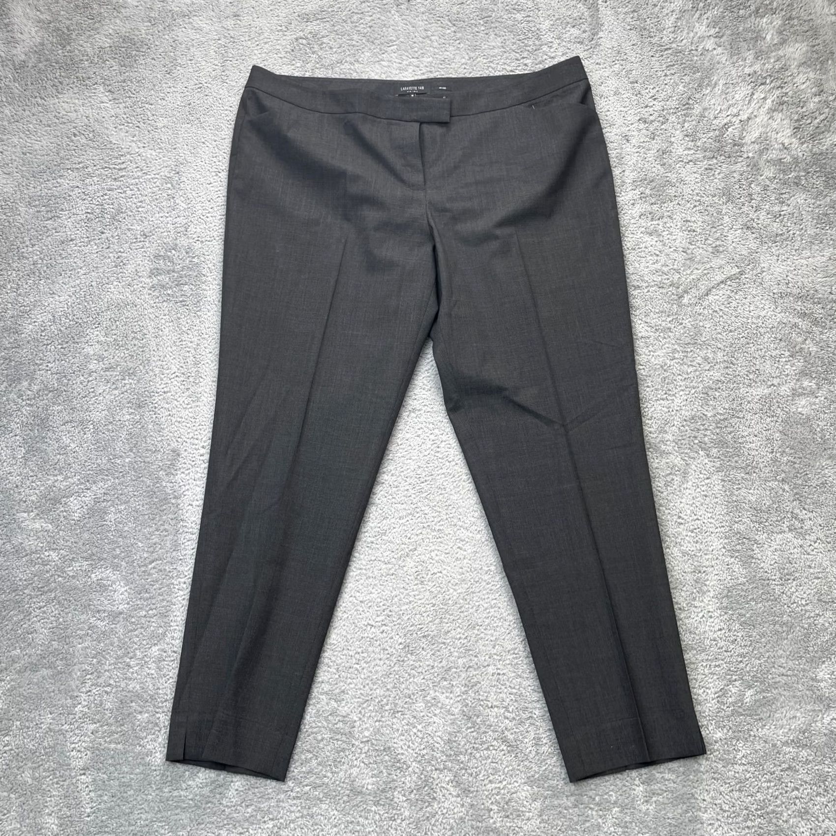 Vintage Lafayette 148 New York Pants Womens 18 Gray Wool Blend Tapered Leg Dress Pants Size 28" / US 6 / IT 42 - 2 Thumbnail