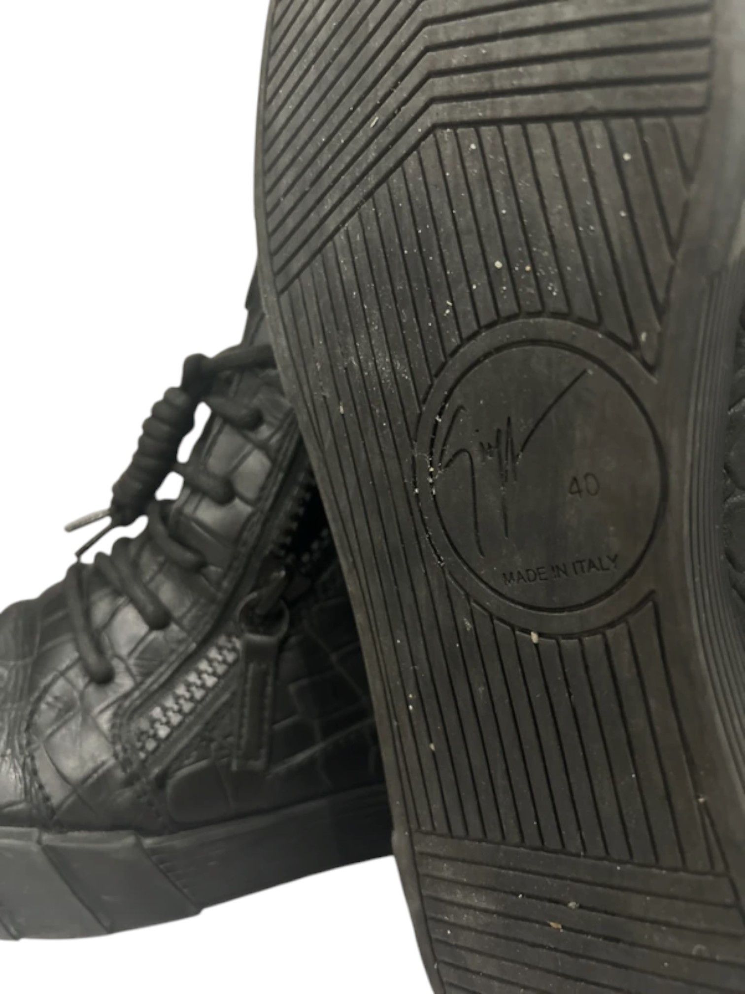 Giuseppe Zanotti Giuseppe Zanotti Croc-Embossed HighTops, Mid 2010s Size US 7 / EU 40 - 3 Thumbnail