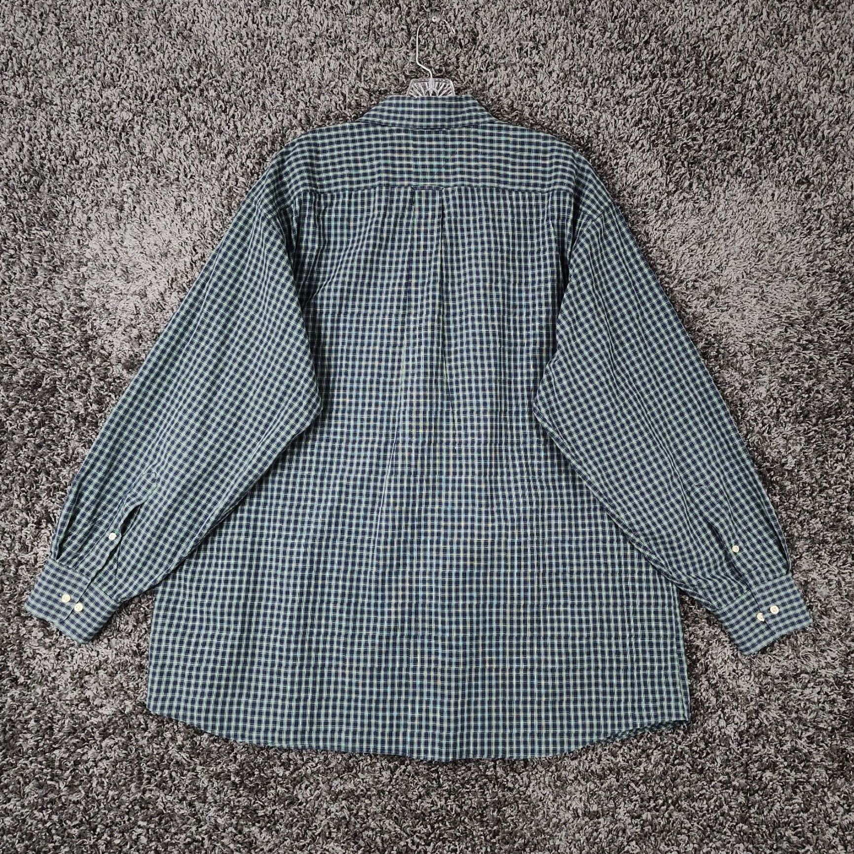 Tommy Hilfiger TOMMY HILFIGER Men's Plaid Button-Up Dress Shirt Long Sleeve 2XL Green Blue Size 48R - 5 Thumbnail