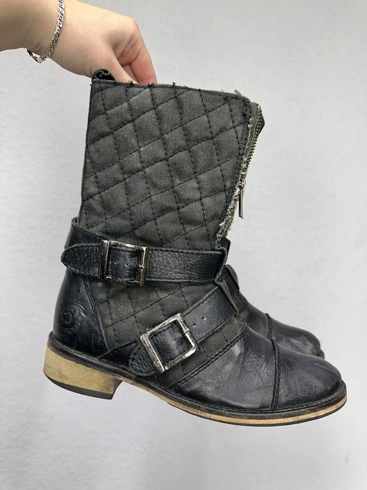 WOW😻Vintage Leather Black Boots Heidi Silmane As98 Style