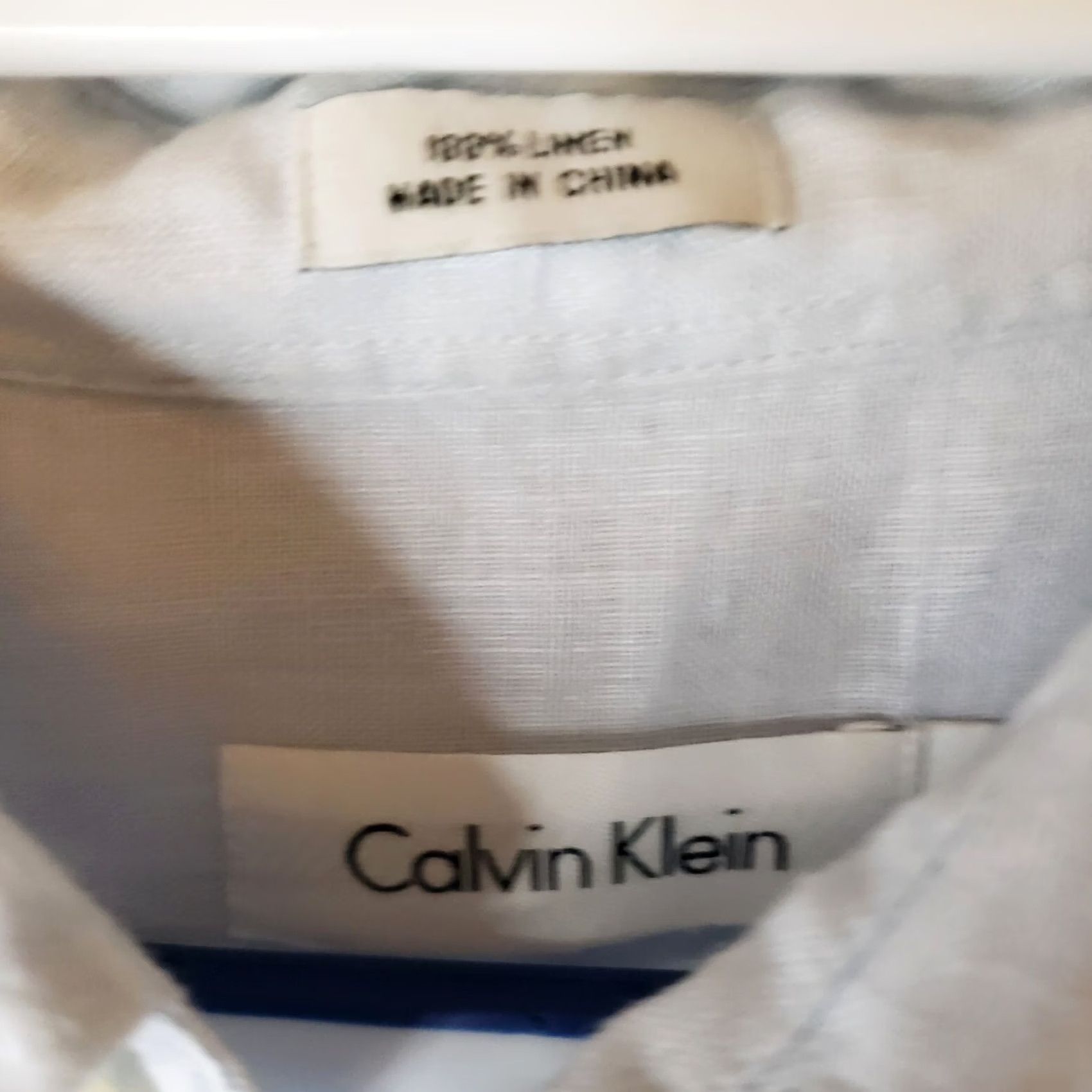 Calvin Klein Calvin Klein Linen Shirt Men's L Pale Blue Button Up Casual Short Sleeve Size US L / EU 52-54 / 3 - 7 Thumbnail