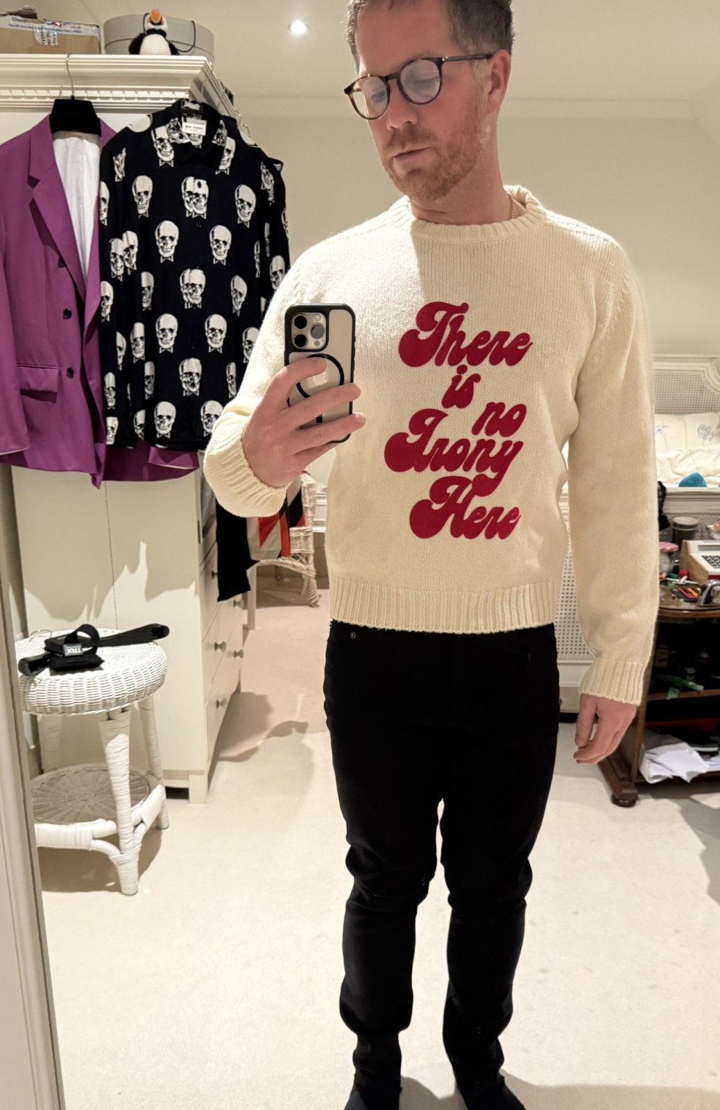 Celine SS20 Celine Hedi David Kramer irony sweater cashmere XL logo Size US XL / EU 56 / 4 - 5 Thumbnail