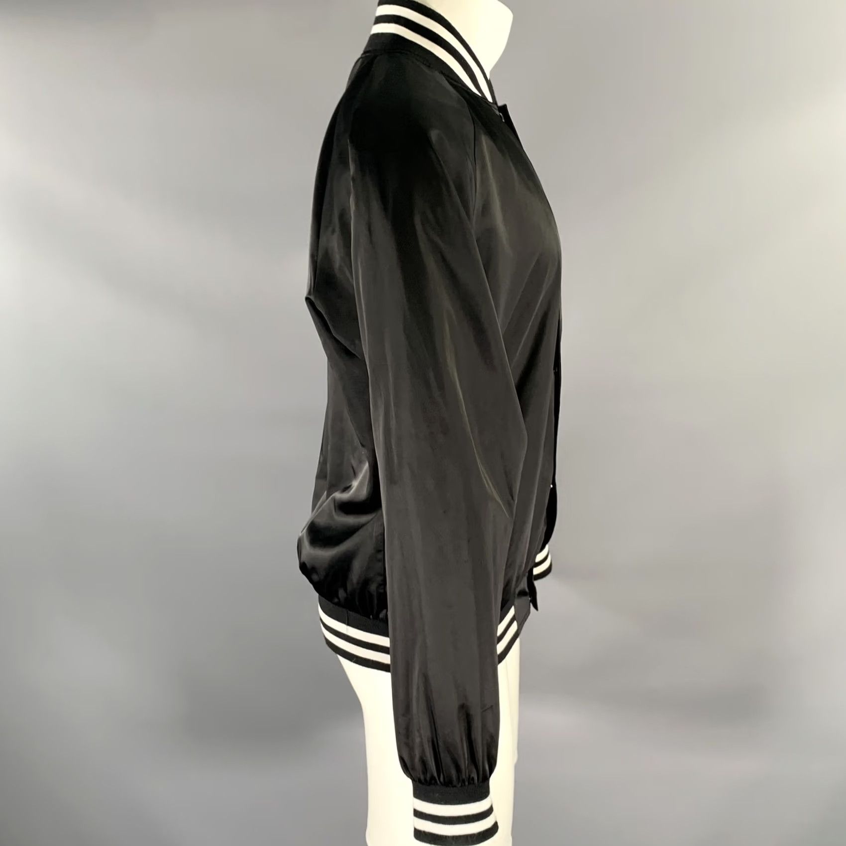 Vintage BARNEYS NEW YORK Size L Black Embroidery Polyester Bomber Jacket Mens Size US L / EU 52-54 / 3 - 3 Thumbnail