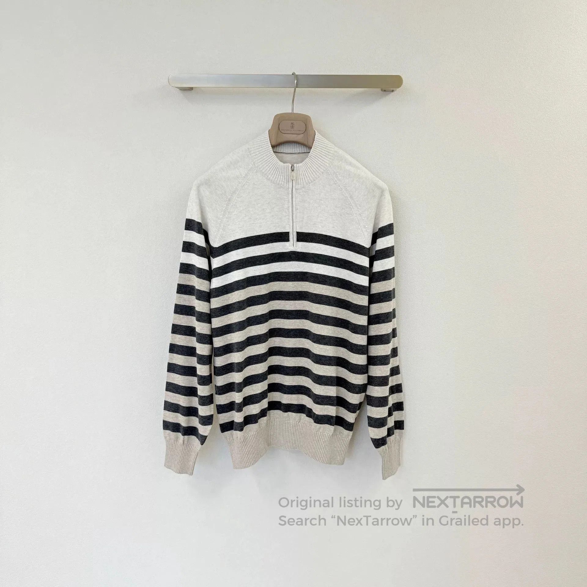 Brunello Cucinelli Brunello Cucinelli Striped Zip Sweater. Size US L / EU 52-54 / 3 - 2 Thumbnail