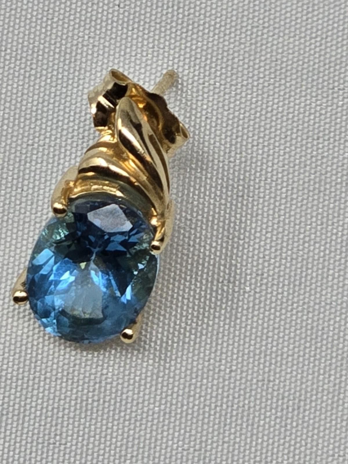 The Unbranded Brand 14K Gold Blue Topaz & Diamond Pendant Earring Set 5.5g Size ONE SIZE - 7 Thumbnail