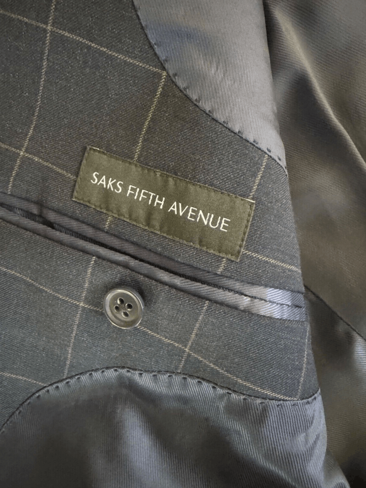 Saks Fifth Avenue Saks Fifth Avenue Mens Window Pane Blue Blazer Slim Fit 44R Size 44R - 3 Thumbnail