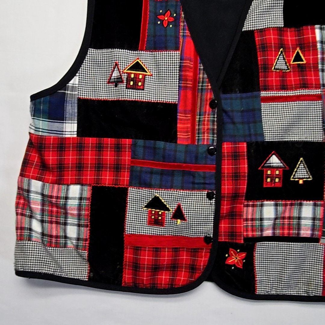 Vintage Vintage Koret Patchwork Vest Plaid Holiday 20W Christmas Size 3XL / US 20-22 - 2 Thumbnail