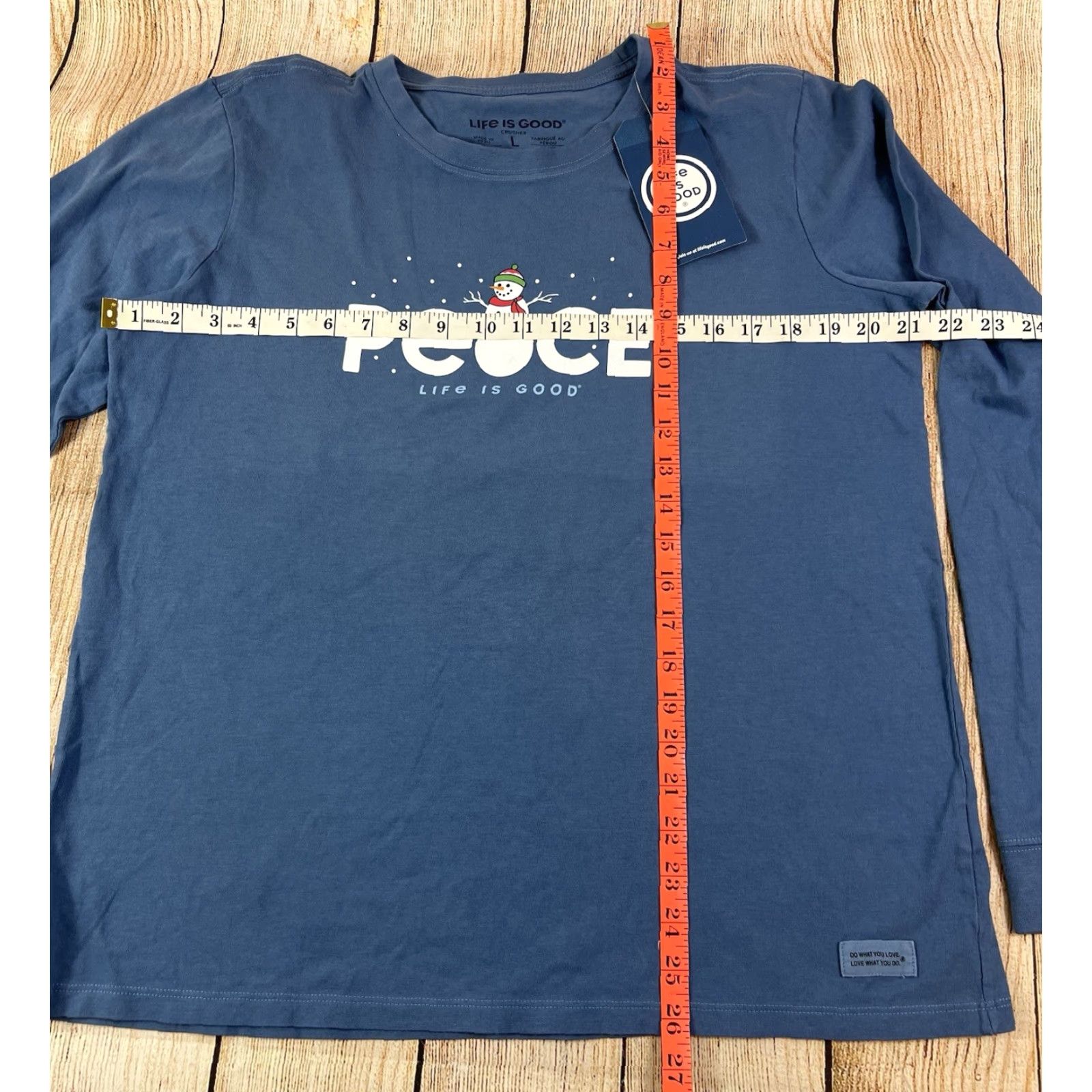 Life is Good VINTAGE Life is Good Women’s T Shirt Blue L/S Crusher Peace Snowman Large Size L / US 10 / IT 46 - 6 Thumbnail