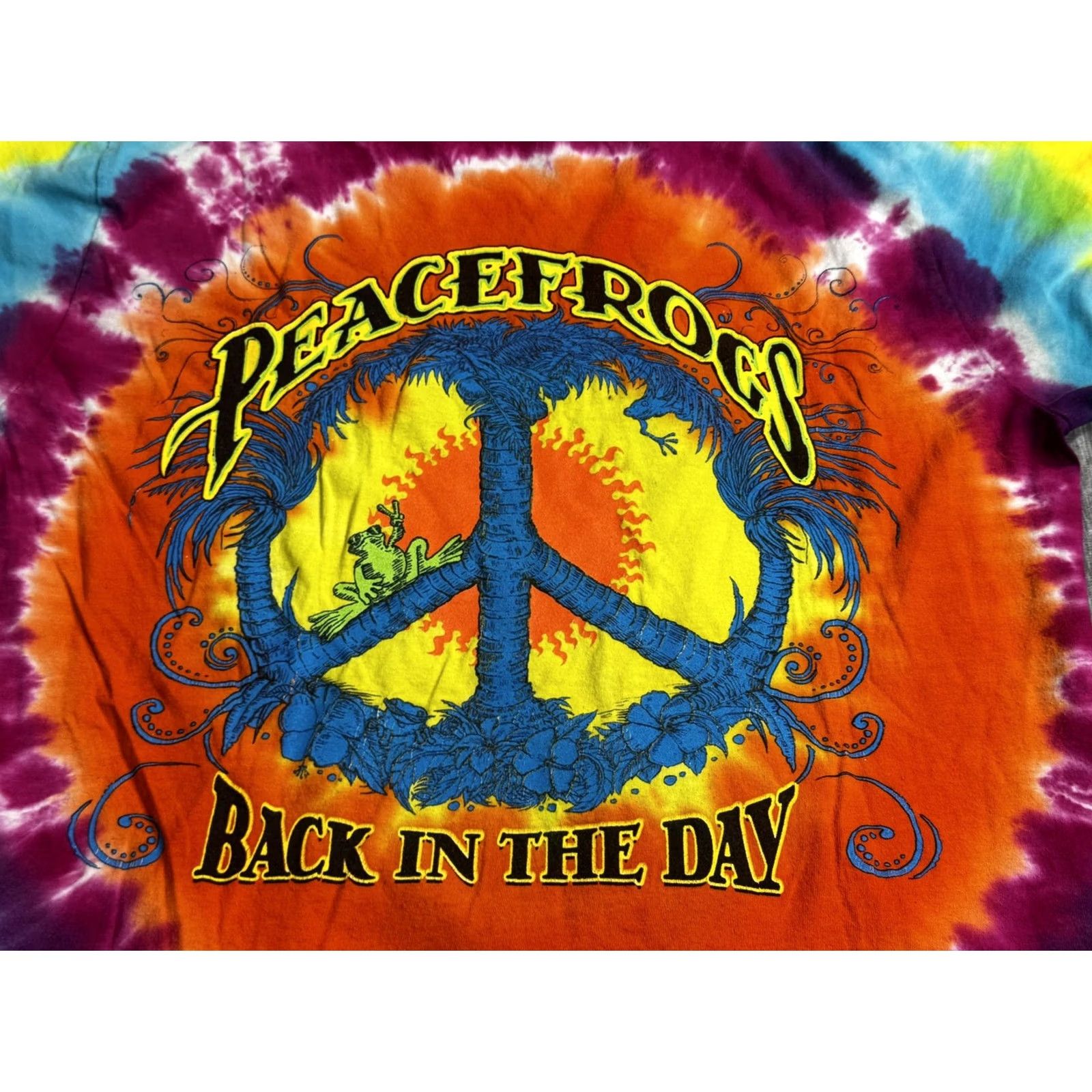 Vintage Peace Frogs Shirt Mens Medium Tie Dye Back In The Day Hippie Graphic Tee T-Shirt Size US M / EU 48-50 / 2 - 2 Thumbnail