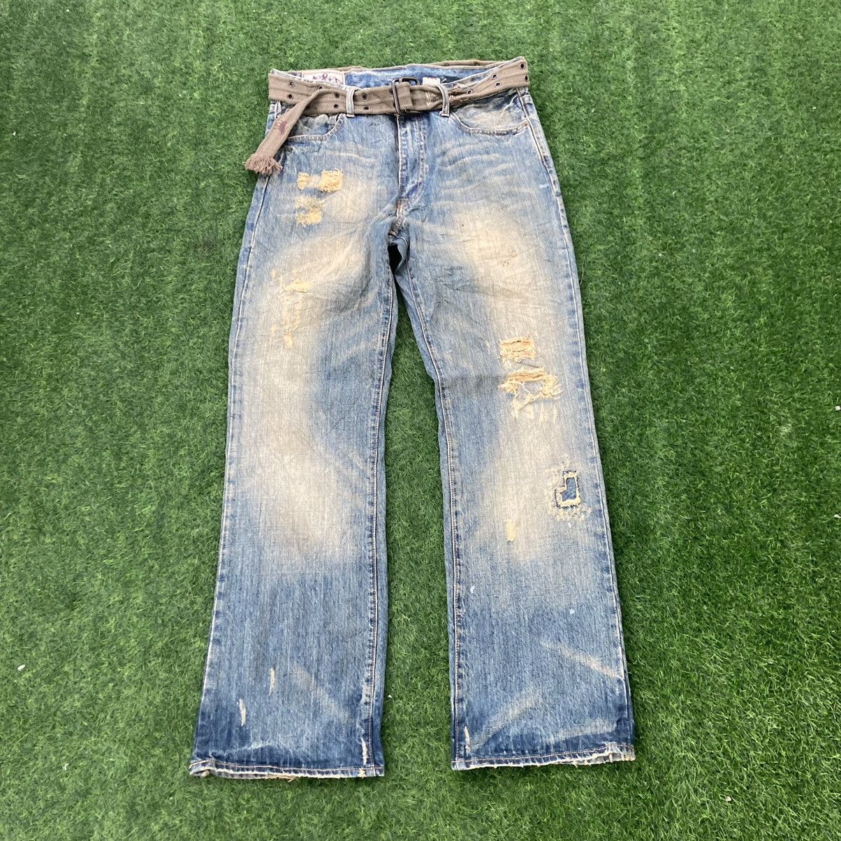 image of Abercrombie Fitch x Distressed Denim Abercrombie Aand Fitch Distessed Boot Cut Style Jeans in Blue 