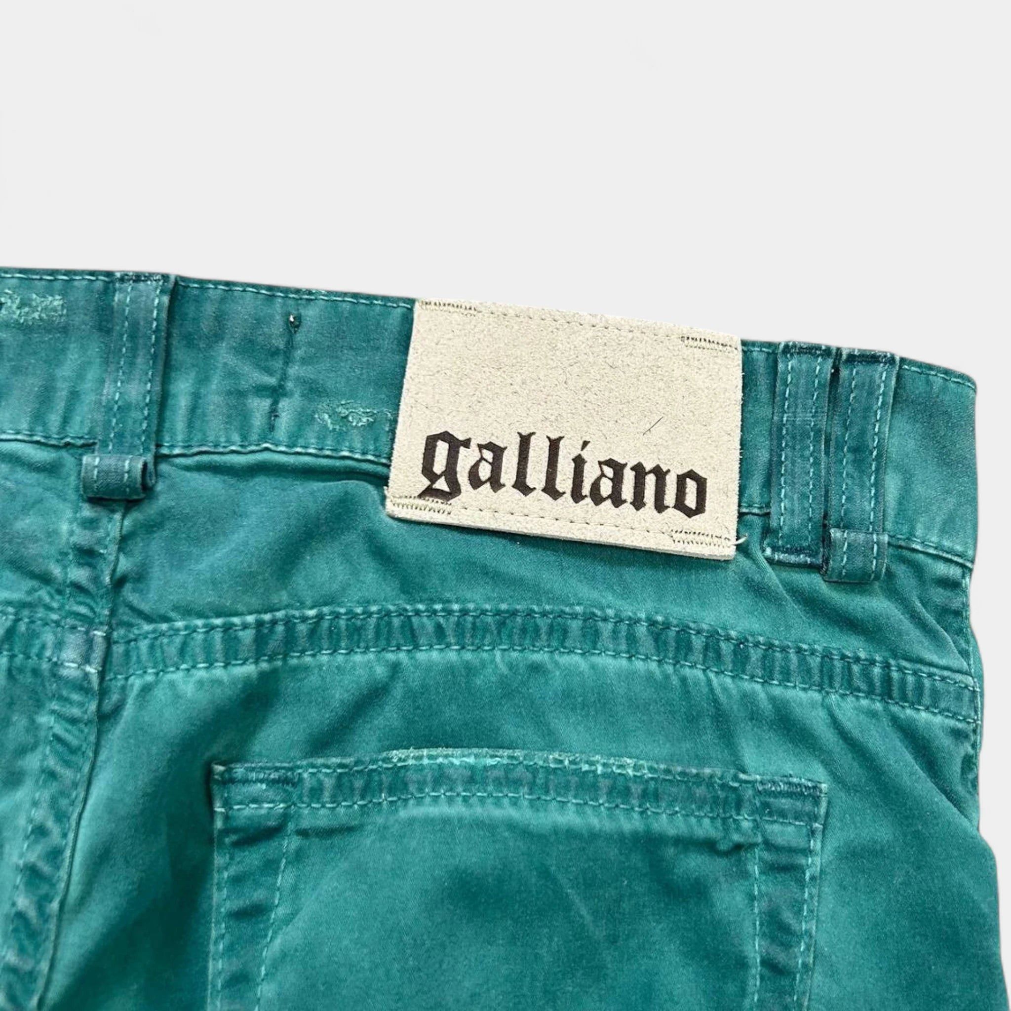 John Galliano Galliano 2000s Distressed Turquoise Jeans Size 27" / US 4 / IT 40 - 8 Thumbnail