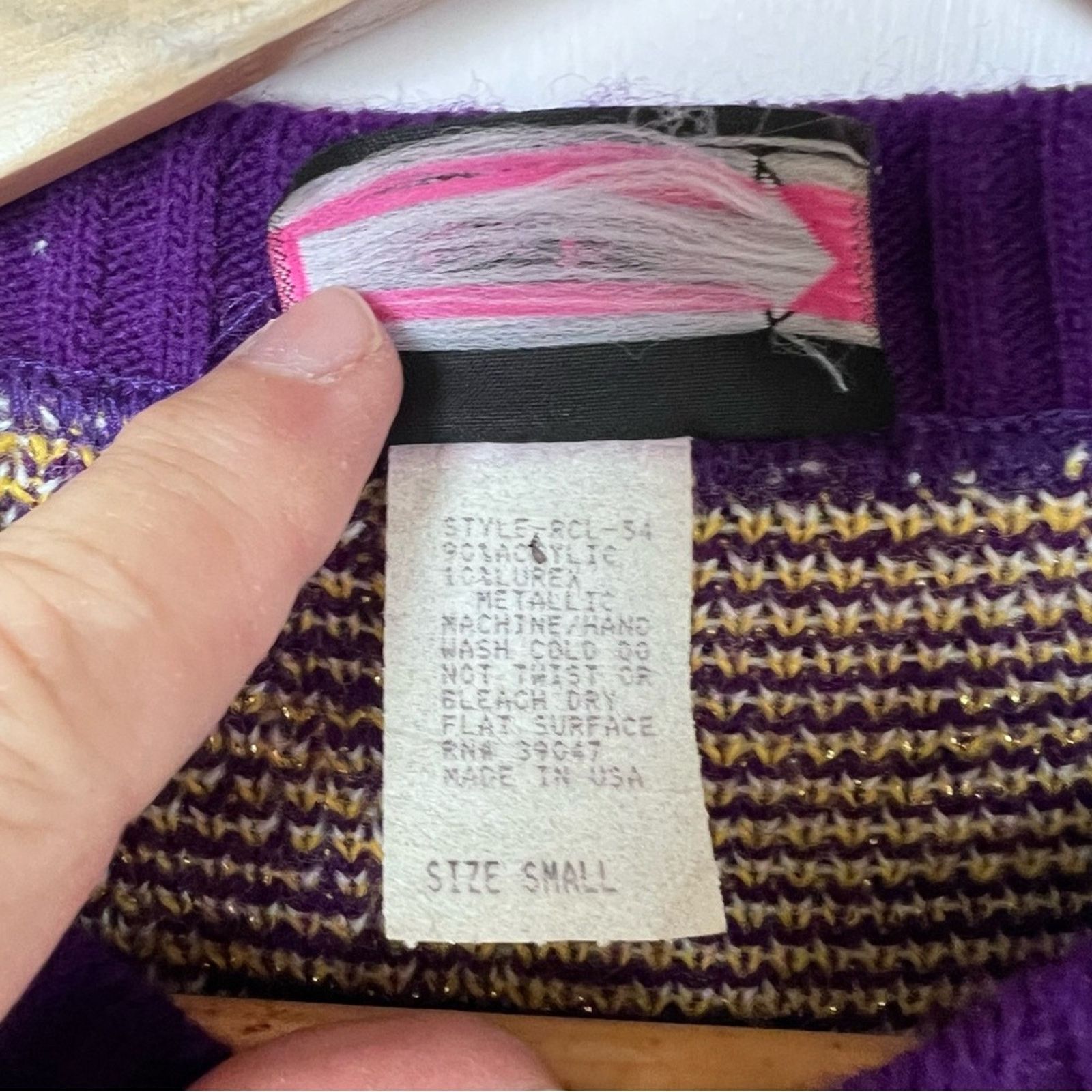 Vintage Vintage Purple Cream Oversized Pullover Sweater Women Small Size S / US 4 / IT 40 - 7 Thumbnail