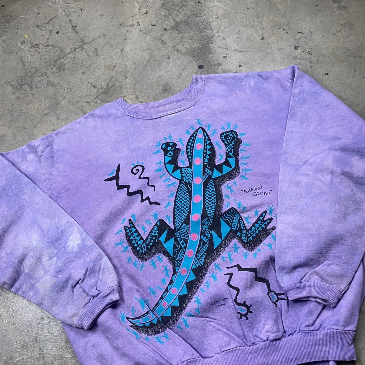 Vintage Rare 90s Dagoli Ancient Cave Art Gecko Surf Boxy Crewneck Size US L / EU 52-54 / 3 - 8 Thumbnail
