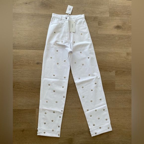 Other NWT Chakshyn 'Grommet' Straight Leg Eyelet Cotton Jeans Size 26" / US 2 / IT 38 - 11 Thumbnail