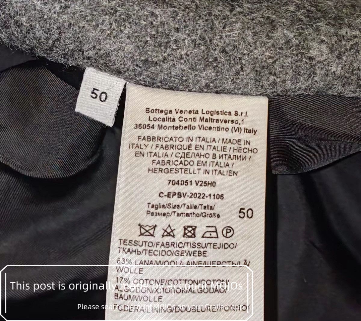 Bottega Veneta Sz 50 Bottega Veneta Dark Gray Wool Coat mojos24829 Size US M / EU 48-50 / 2 - 8 Thumbnail