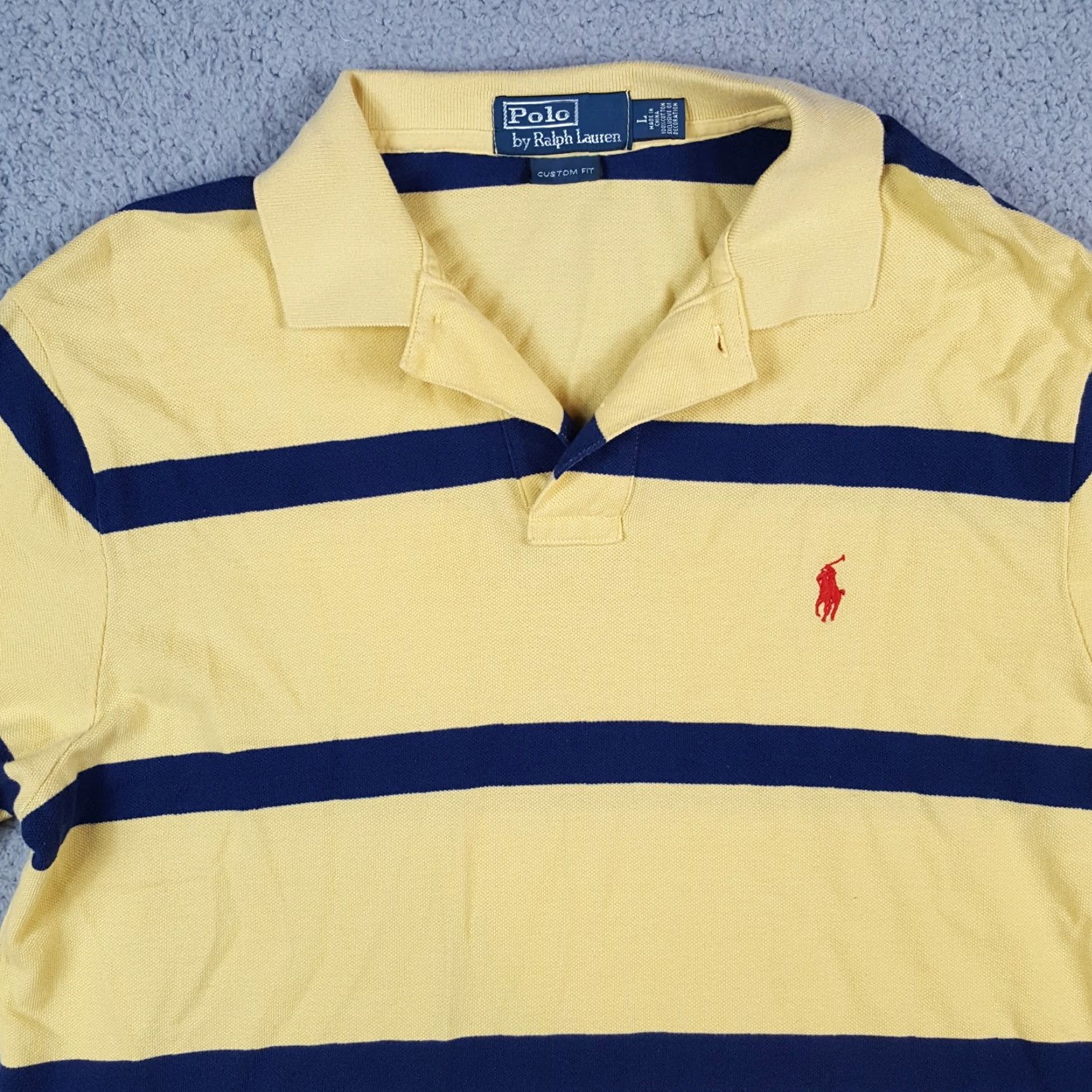 Polo Ralph Lauren Vintage Polo Ralph Lauren Men's L Polo Shirt 90s Striped Short Sleeve Collared Casual Golf Surf Preppy Size US L / EU 52-54 / 3 - 2 Thumbnail