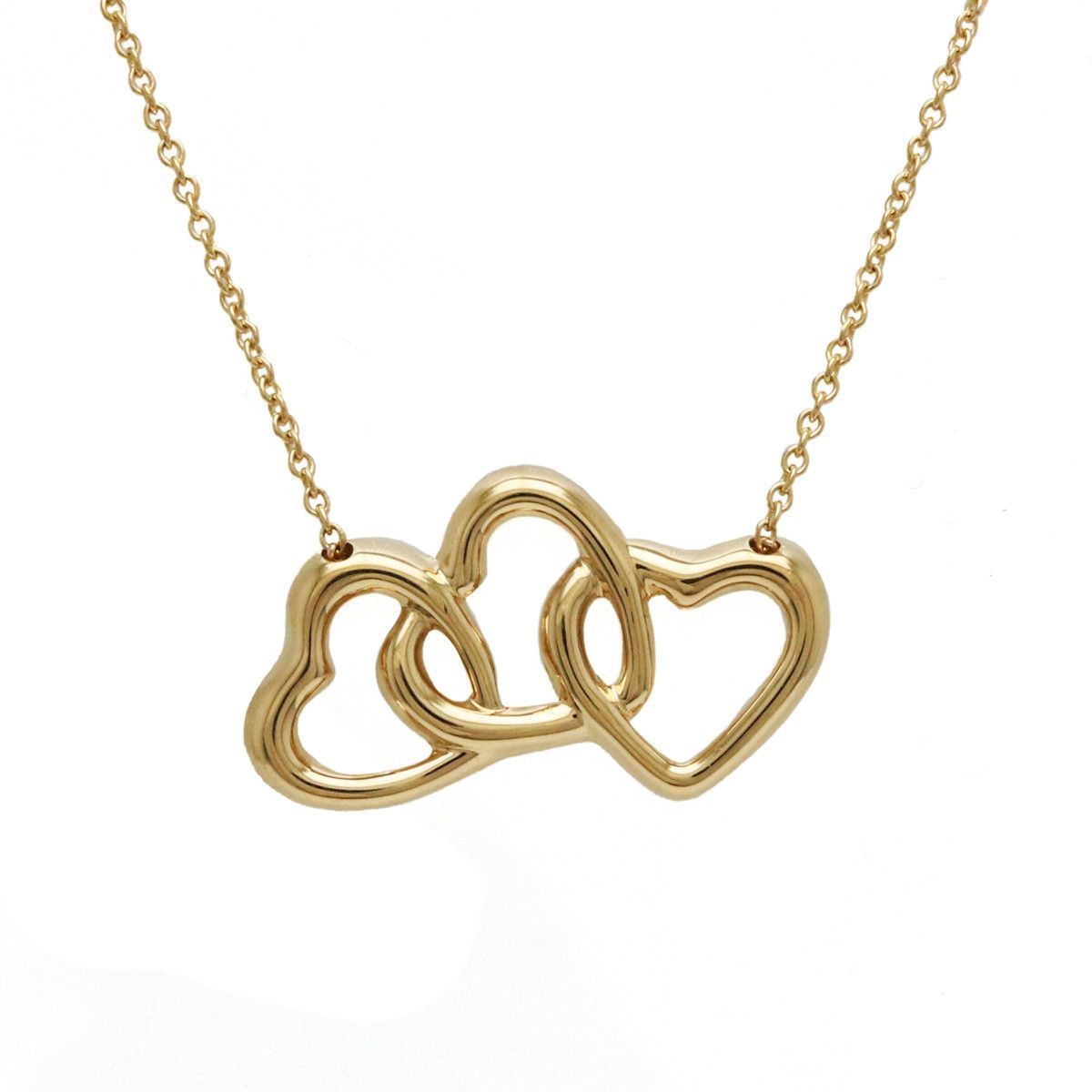 Tiffany & Co. Tiffany & Co Tiffany & Co Triple Open Heart Pendant Necklace K18YG Metal Necklace in Pristine Condition Size ONE SIZE - 1 Thumbnail