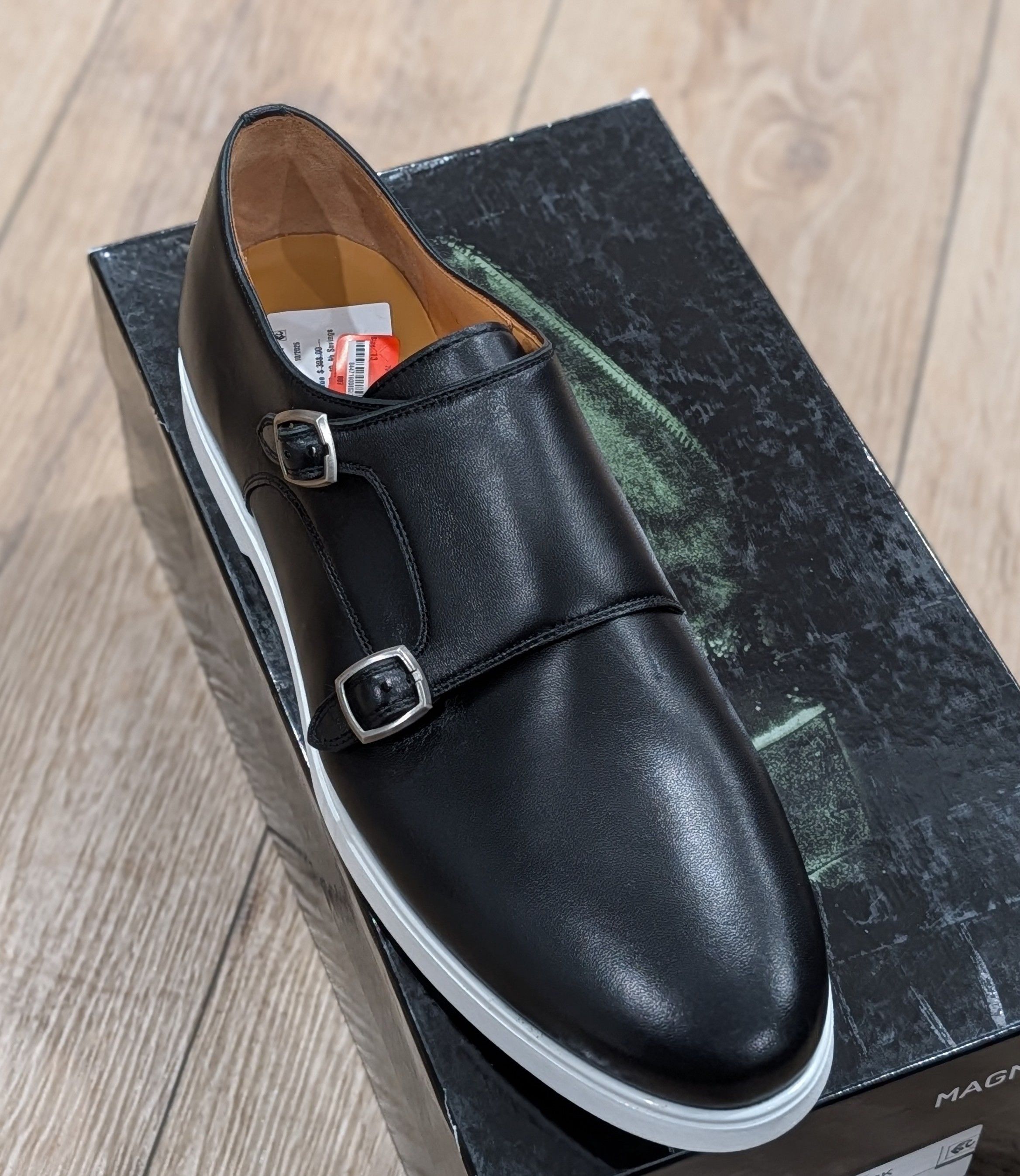 Magnanni MAGNANNI Leather Double Monk Strap Shoes Black/White 13 Size US 13 / EU 46 - 2 Thumbnail